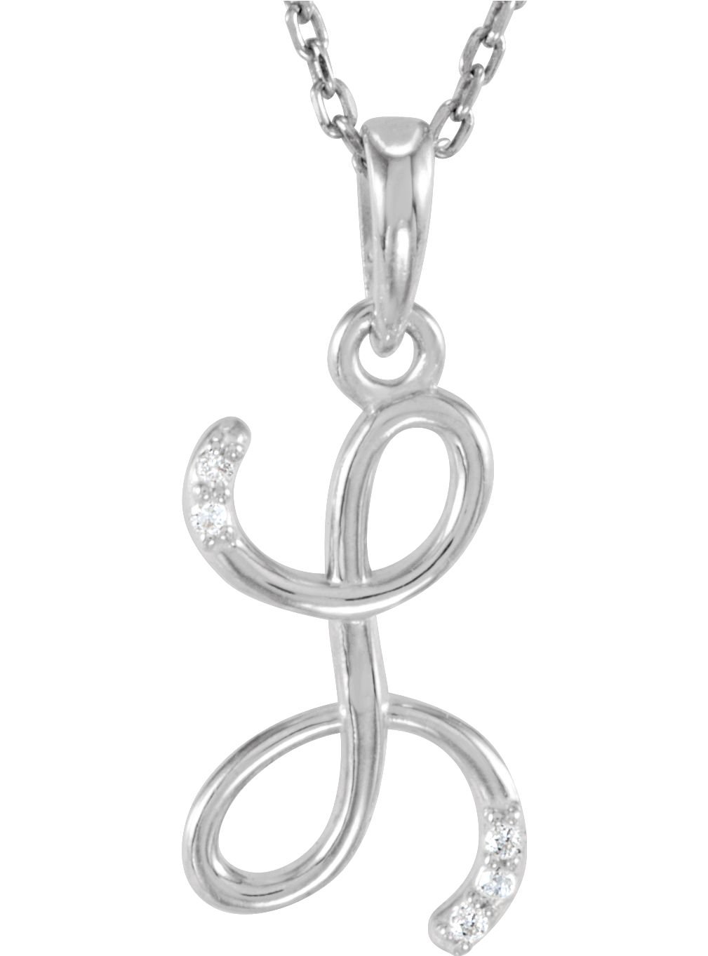 5-Stone Diamond Letter 'L' Initial Sterling Silver Pendant Necklace - 18