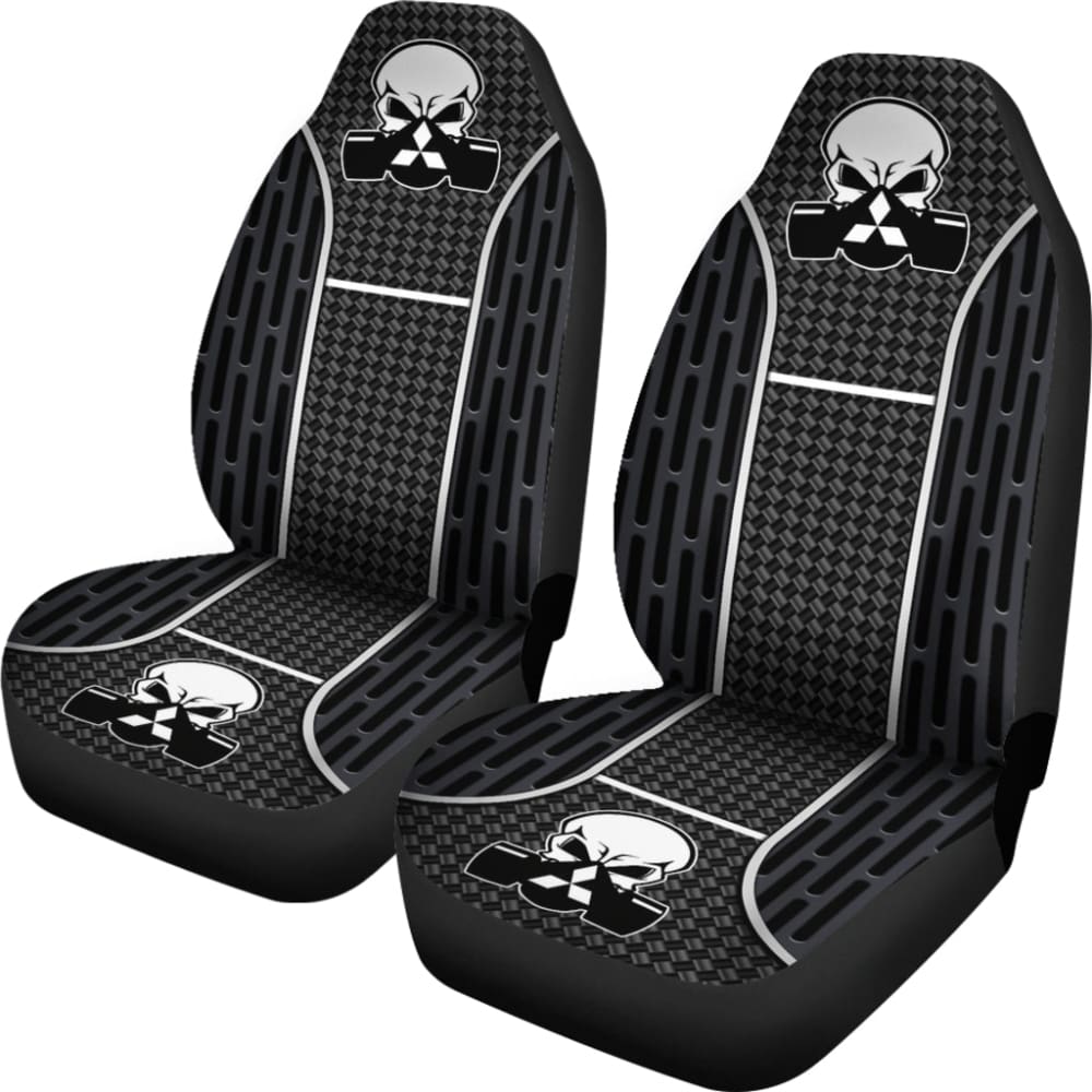 Black Poison Gas Skull Mitsubishi Car Seat Covers - Gothic Style Custom Fit Seat Protectors for Mitsubishi Vehicles | Perfect for Halloween, Car Shows & Themed Rides
