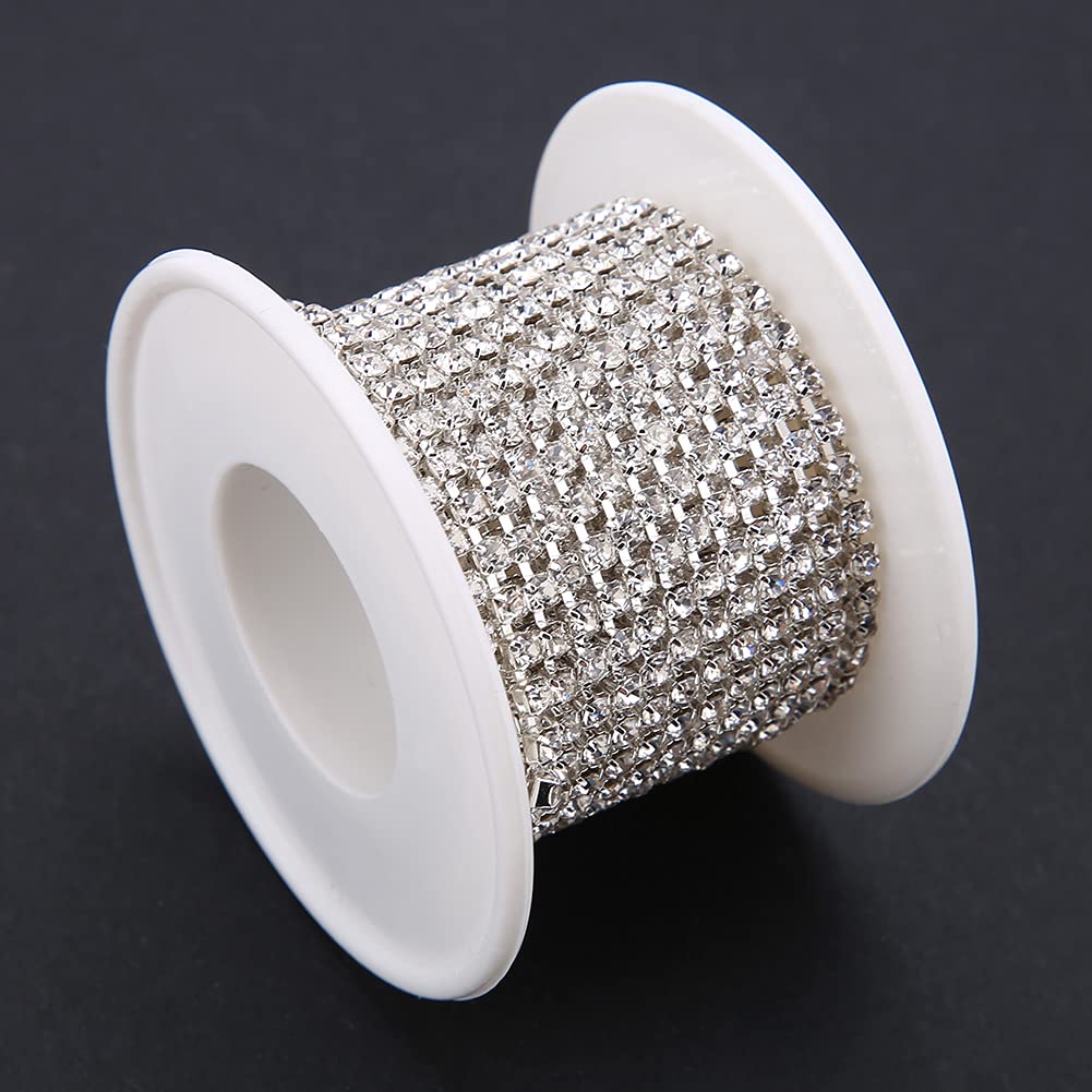 Dazzling Rhinestone Cup Chain - Silver Fashion Jewelry for Bridal Veils, Sewing, Scrapbooking, Wedding Decor, Cake Toppers & Costume Embellishment | Perfect for DIY Crafts and Special Occasions