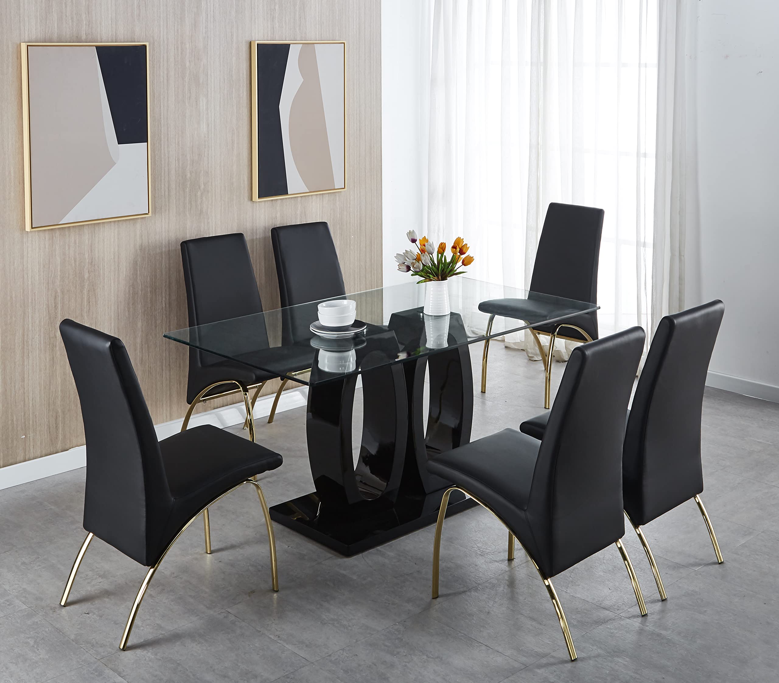 Modern Glass Top Dining Table for 6 - 63