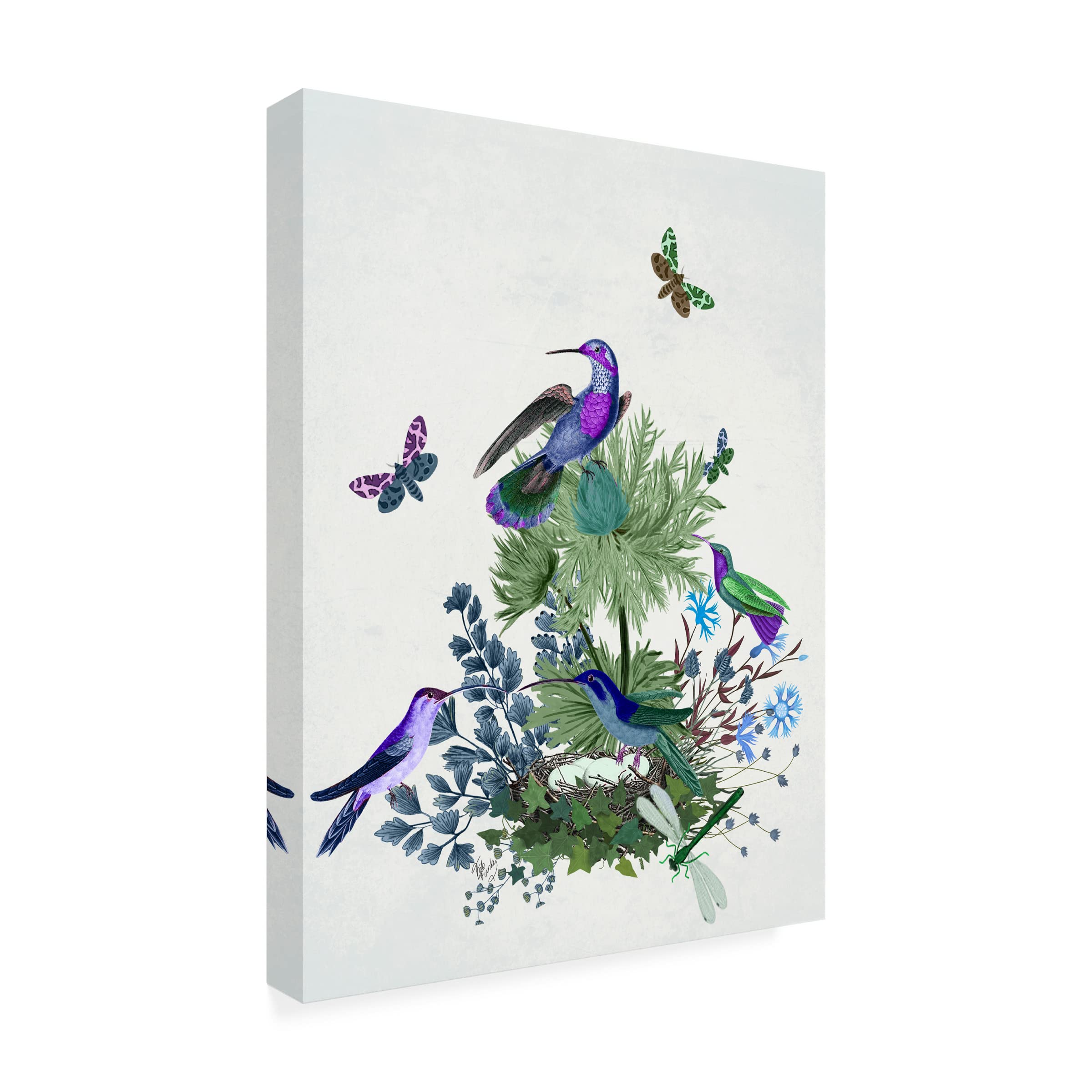 Fab Funky Tropical Birds Nest 1 Canvas Wall Art Print - Vibrant Nature Home Decor for Living Room, Bedroom & Office | Ready to Hang Framed Painting