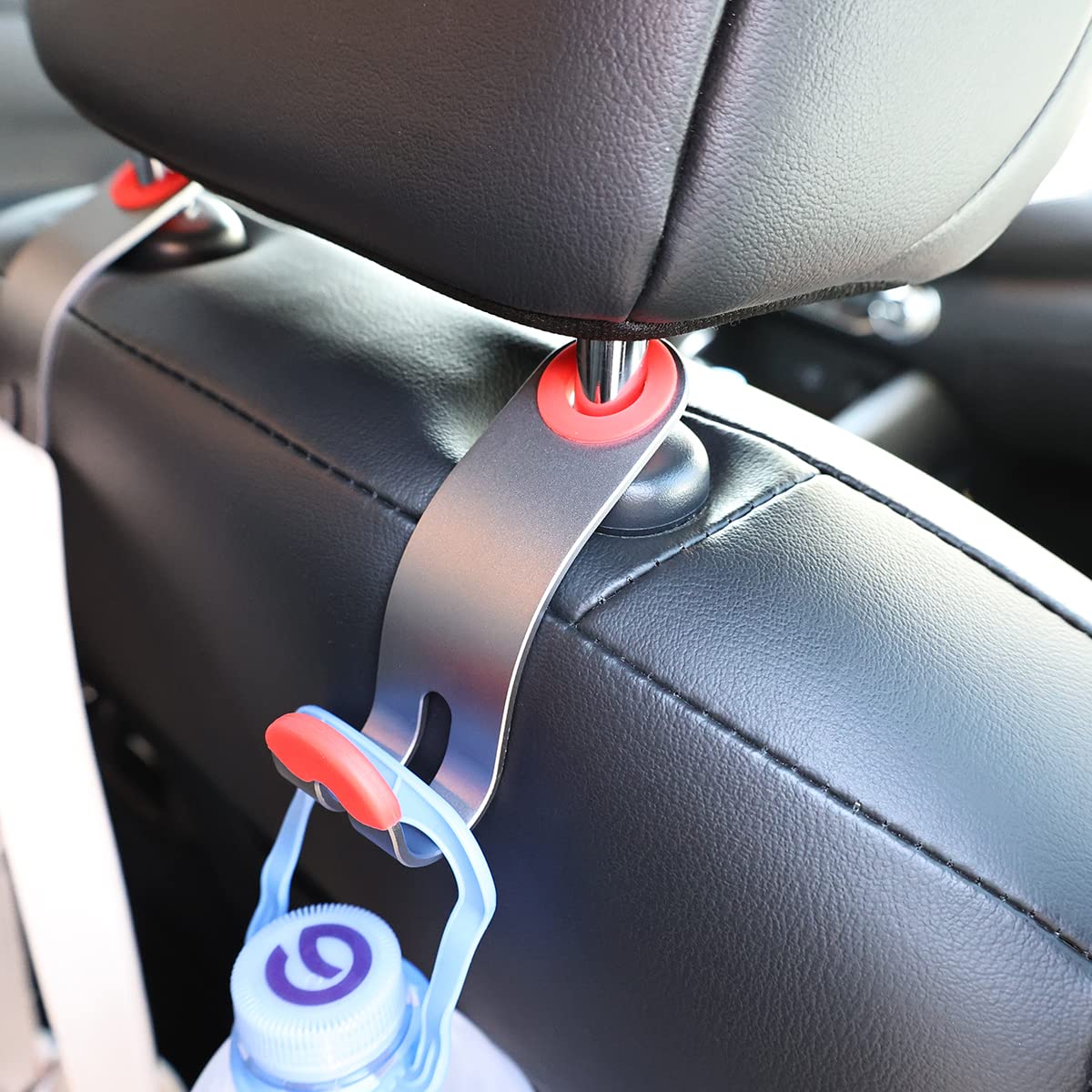 Universal Aluminum Alloy Car Seat Hooks (2-Pack, Red) - Heavy Duty Headrest Hooks for Handbags, Coats & Vehicle Organization | Perfect for Road Trips, Shopping & Daily Commute