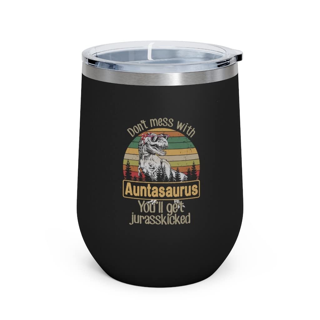 Funny Dinosaur Insulated Wine Tumbler - 12oz Stainless Steel Coffee Cup for Aunts & Friends - Perfect Gift for Birthdays, Office Use & Outdoor Adventures