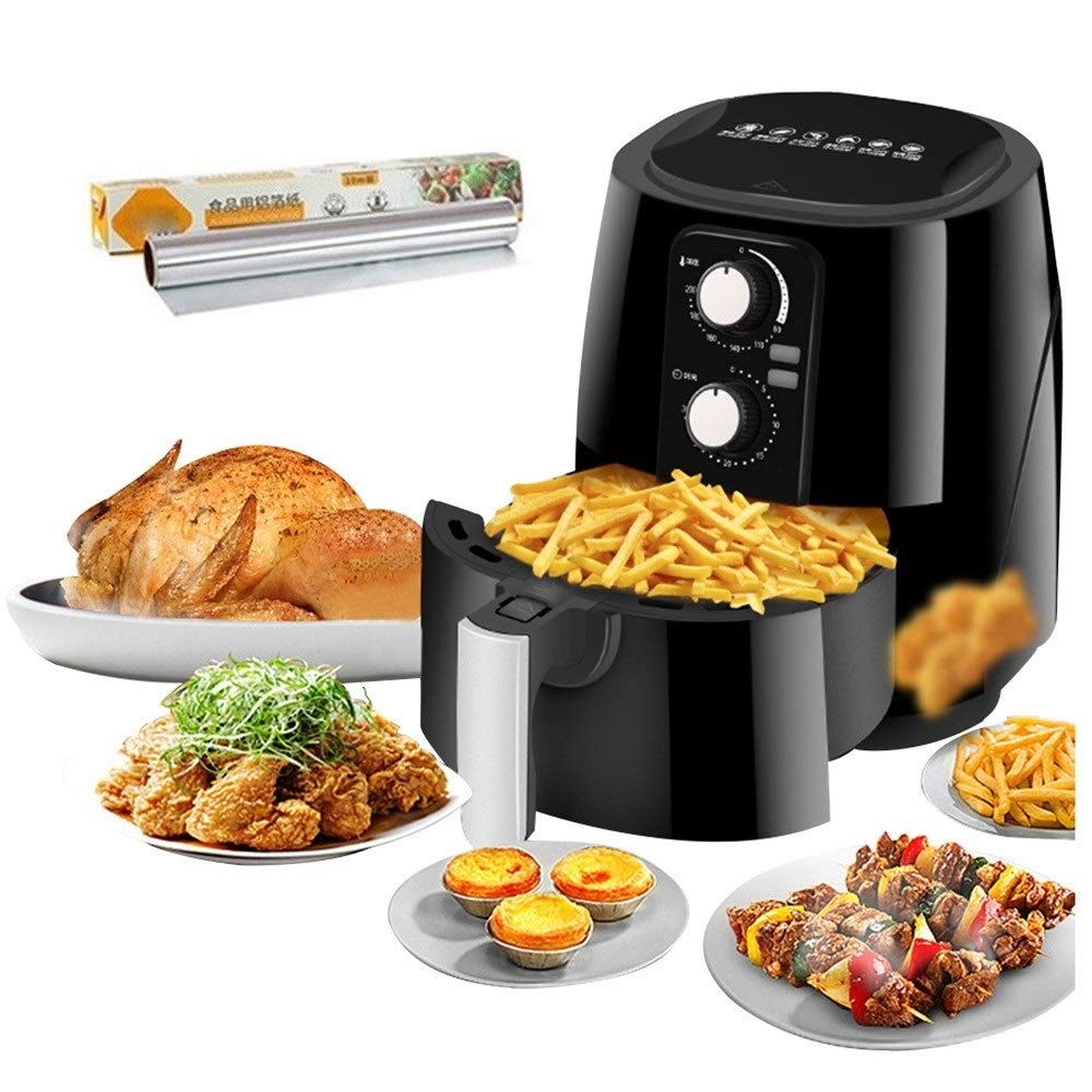 5.2 Quart Electric Air Fryer Oven with 360° Hot Air Circulation, Blue Power Protection & Anti-Scalding Design - Perfect for Healthy Frying, Baking, Roasting & Reheating Meals at Home