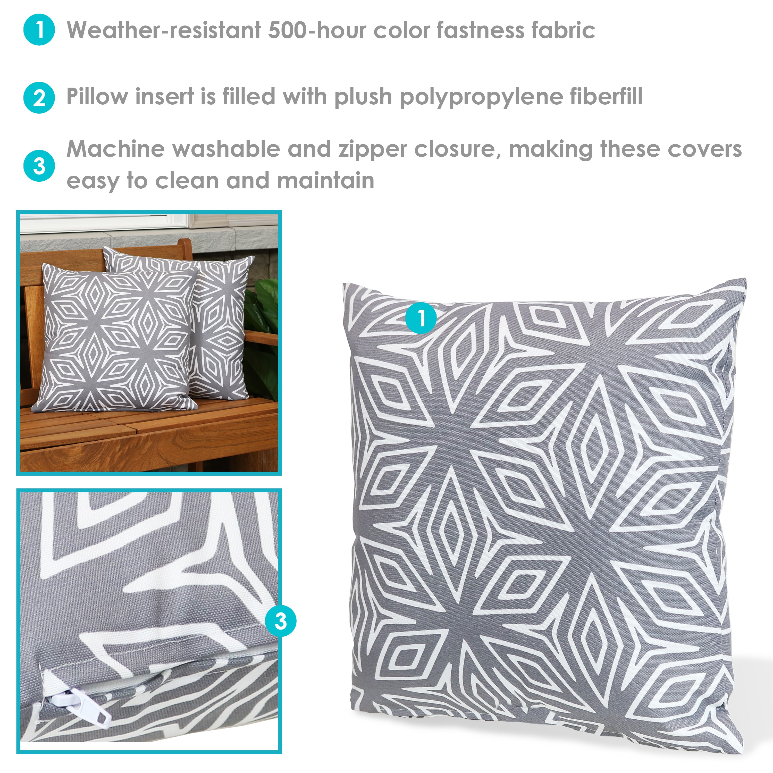 Stylish Sunnydaze Decorative Throw Pillows for Indoor & Outdoor Use - Perfect for Patio, Living Room, and Bedroom Decor