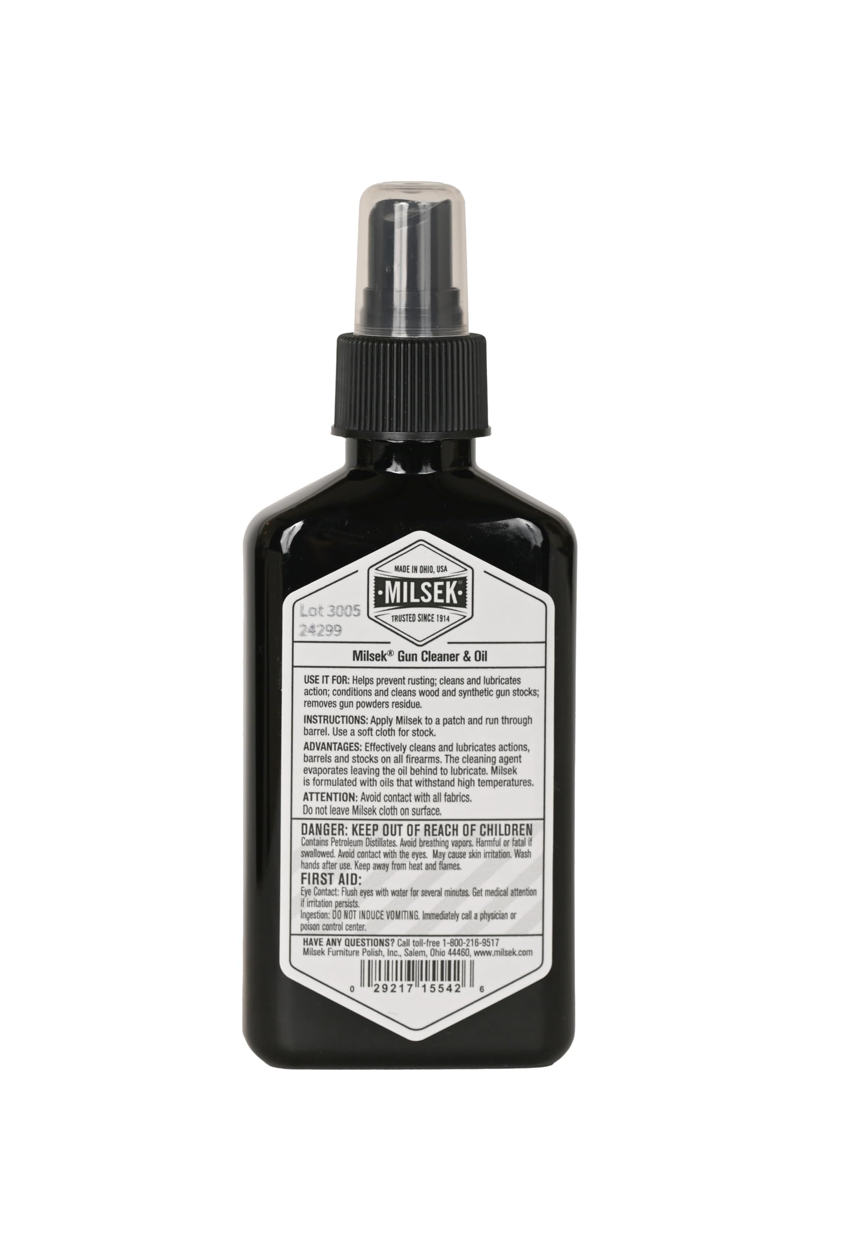 Milsek Gun Cleaner & Oil - 5 Fl Oz (Pack of 4) - Premium Firearm Cleaning Kit for Rifles, Shotguns, Handguns & Pistols - Rust Remover & Lubricant for Gun Maintenance - Perfect for Hunting, Shooting Range & Firearm Protection