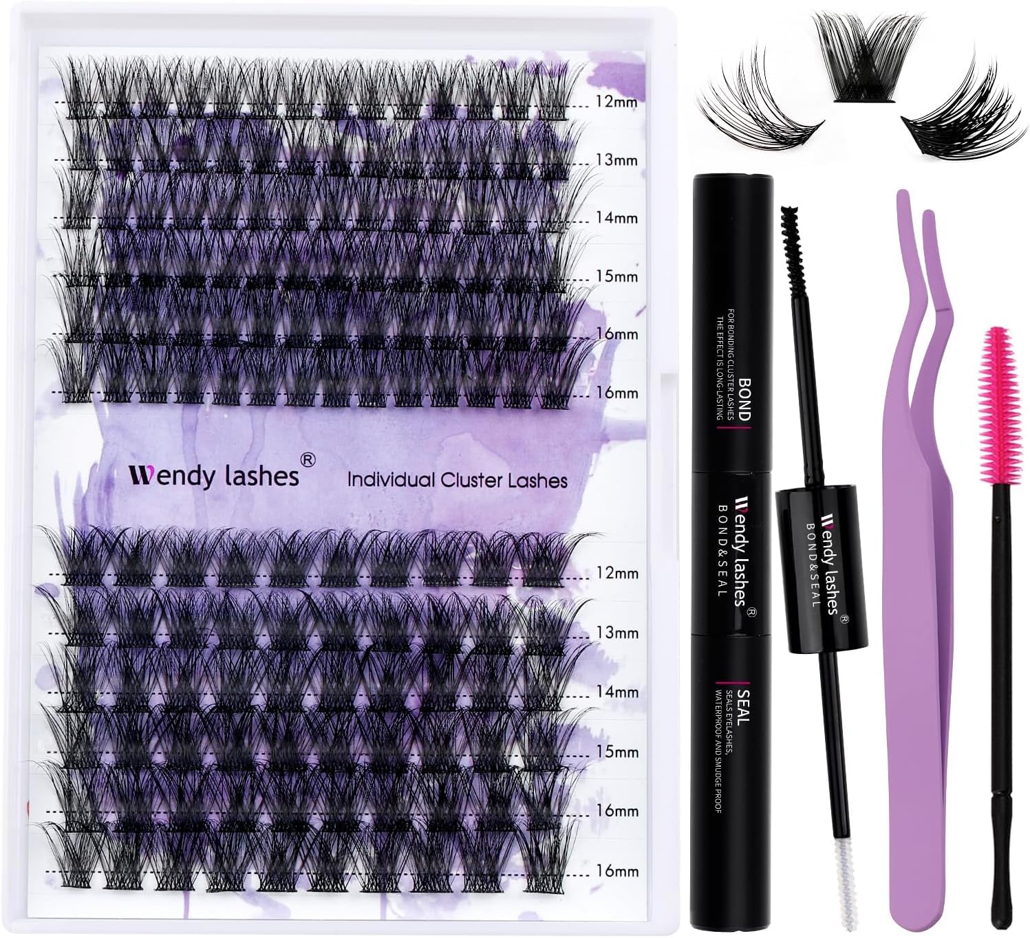 DIY Lash Clusters Kit for Home Use - Ultra Lightweight, Natural & Fluffy False Eyelashes, Waterproof 3D Curl (12-16mm) - Anime, Manga & Cat Eye Style (60P+80P) - Perfect for Daily Wear, Parties & Special Occasions