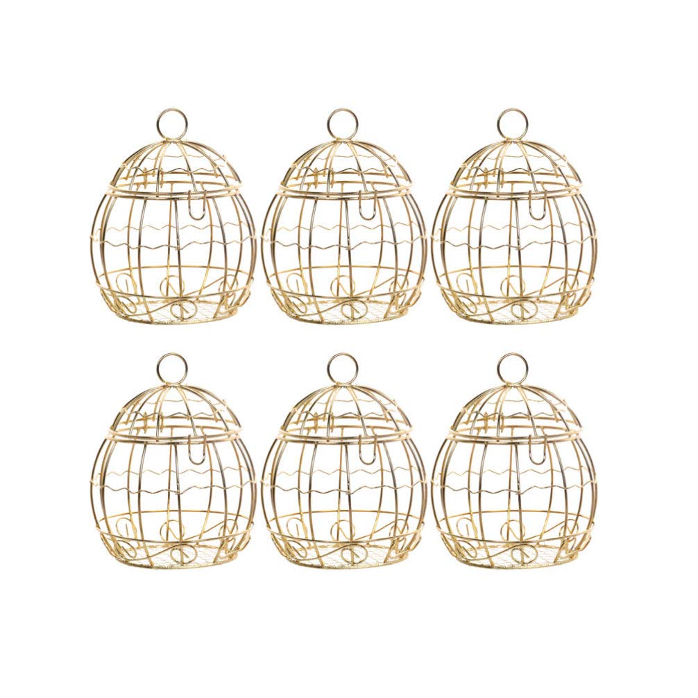 TENDYCOCO 6-Piece Clear Round Bird Cage Candy Box Set - Metal Tinplate Candy Containers for Weddings, Parties, Baby Showers & Favor Gifts - Perfect for Candy Display, Dessert Stands, and Party Decorations