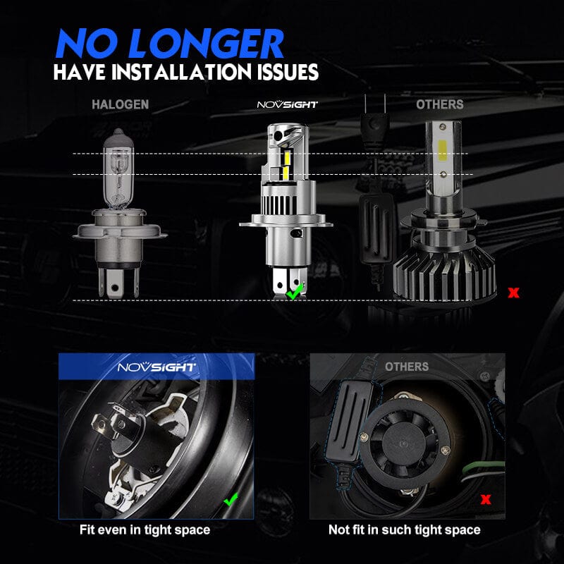 N56 Plus Series Wireless H4 9003 HB2 LED Bulbs - 90W 20000LM 6500K Super Bright, Ultra Quiet with Advanced Heat Dissipation - Pack of 2 | Perfect for Cars, Trucks, Motorcycles & Off-Road Vehicles