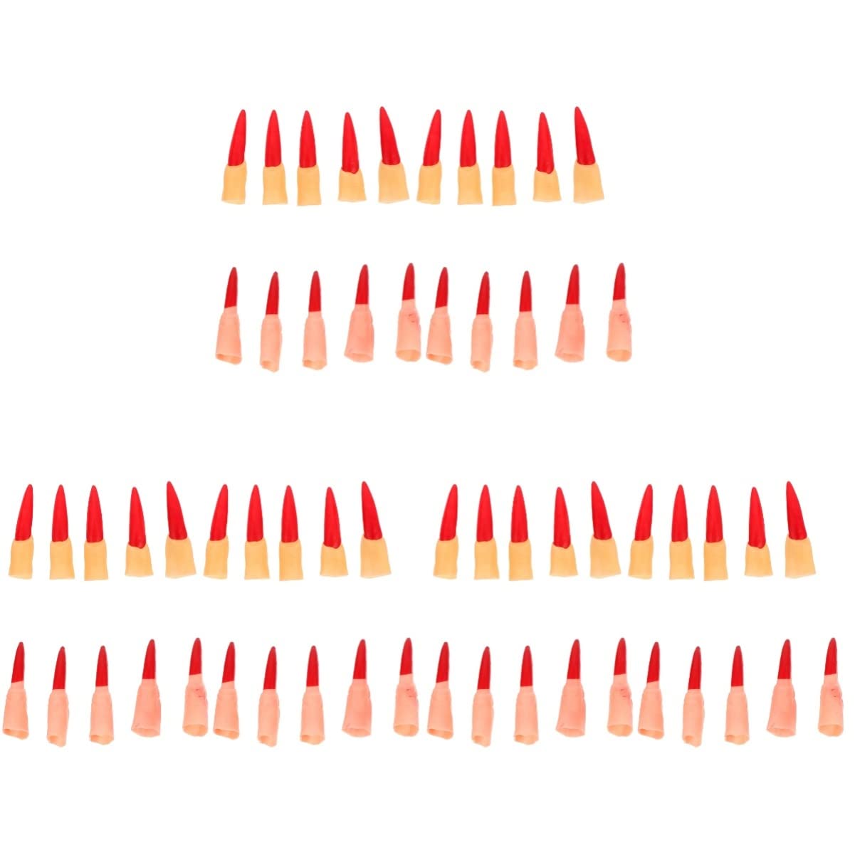 LALAFINA 60 Pcs Fake Witch Fingers - Scary Vampire & Zombie Nail Covers for Halloween Costume, Role Play, Nail Art & Party Decor (Red Plastic Finger Cots) - Perfect for Cosplay, Haunted Houses & Themed Events