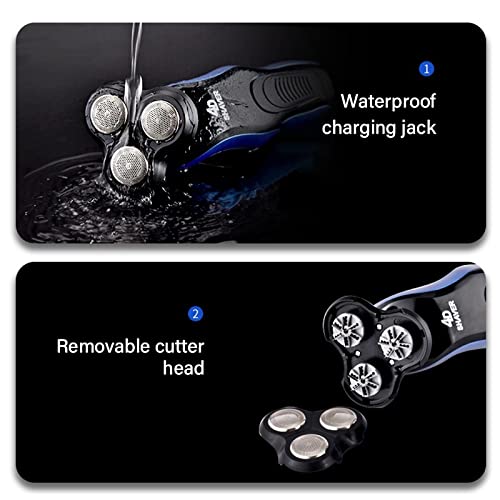Electric Head Shaver for Bald Men - 4-in-1 Rechargeable Shaving Machine with 3 Blades, Nose Hair Trimmer & Beard Razor - Perfect for Travel, Gym & Daily Grooming