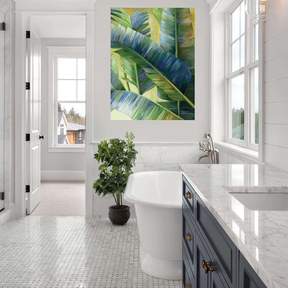 Blue Tropic Fine Art Canvas Wall Decor by Elaine Vollherbst-Lane - Tropical Beach Painting for Living Room, Bedroom, Office & More - Ready to Hang 24x32 Inches - Perfect for Coastal, Boho & Modern Home Decor