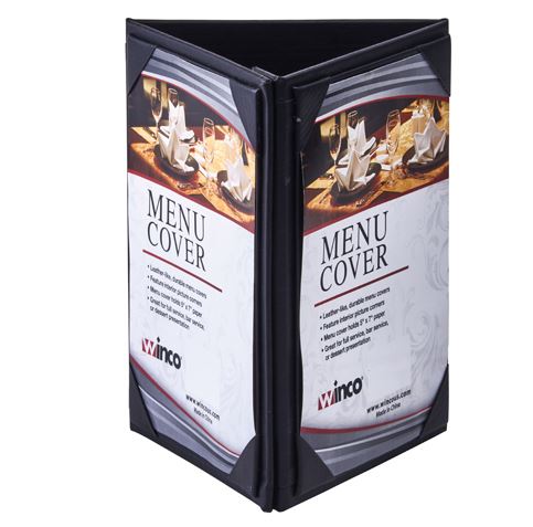 Winco Triple View Menu Tent for 5x7 Inserts - Durable Restaurant Menu Holder for Tables, Countertops & Buffets - Perfect for Cafes, Diners, and Food Service Businesses