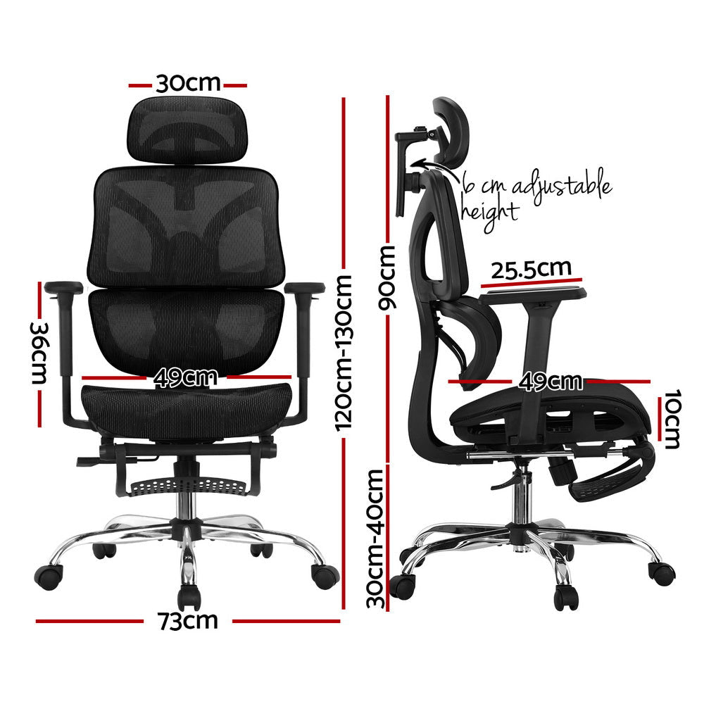 Artiss Ergonomic Office Chair Footrest - Adjustable Height Memory Foam Foot Rest for Under Desk, Black - Perfect for Home Office, Gaming & Workstation Comfort