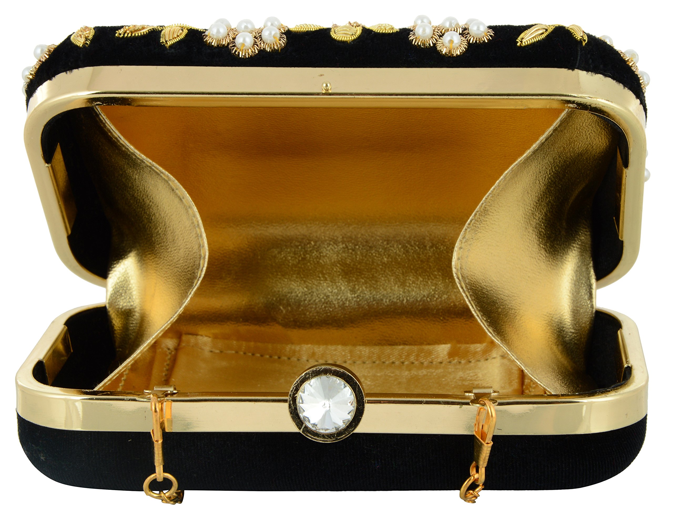 Luxury Women's Velvet Clutch Purse - Black Evening Bag for Parties, Weddings & Formal Events | Free Size Handbag for Women