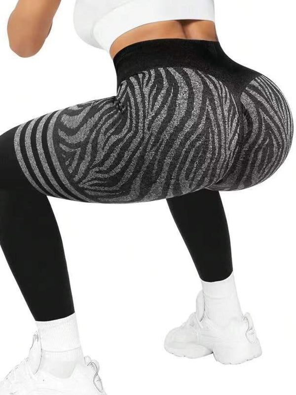 ZASUWA Women's Zebra Print High Waisted Scrunch Butt Lifting Leggings - Yoga, Workout & Casual Wear