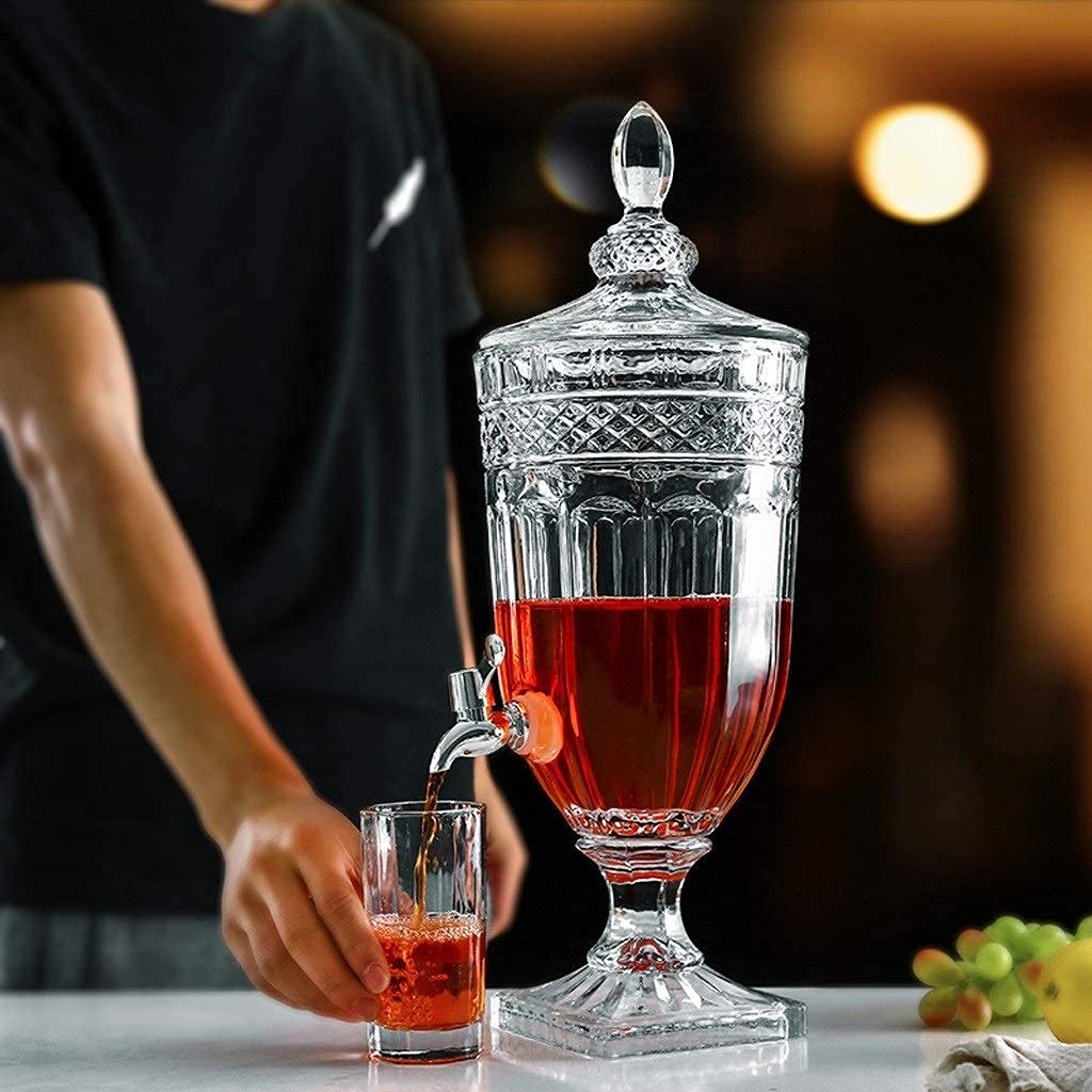 3L Glass Beverage Dispenser with Faucet - Crystal Clear Outdoor Drink Dispenser for Juice, Lemonade & Iced Tea - Perfect for BBQs, Picnics & Parties