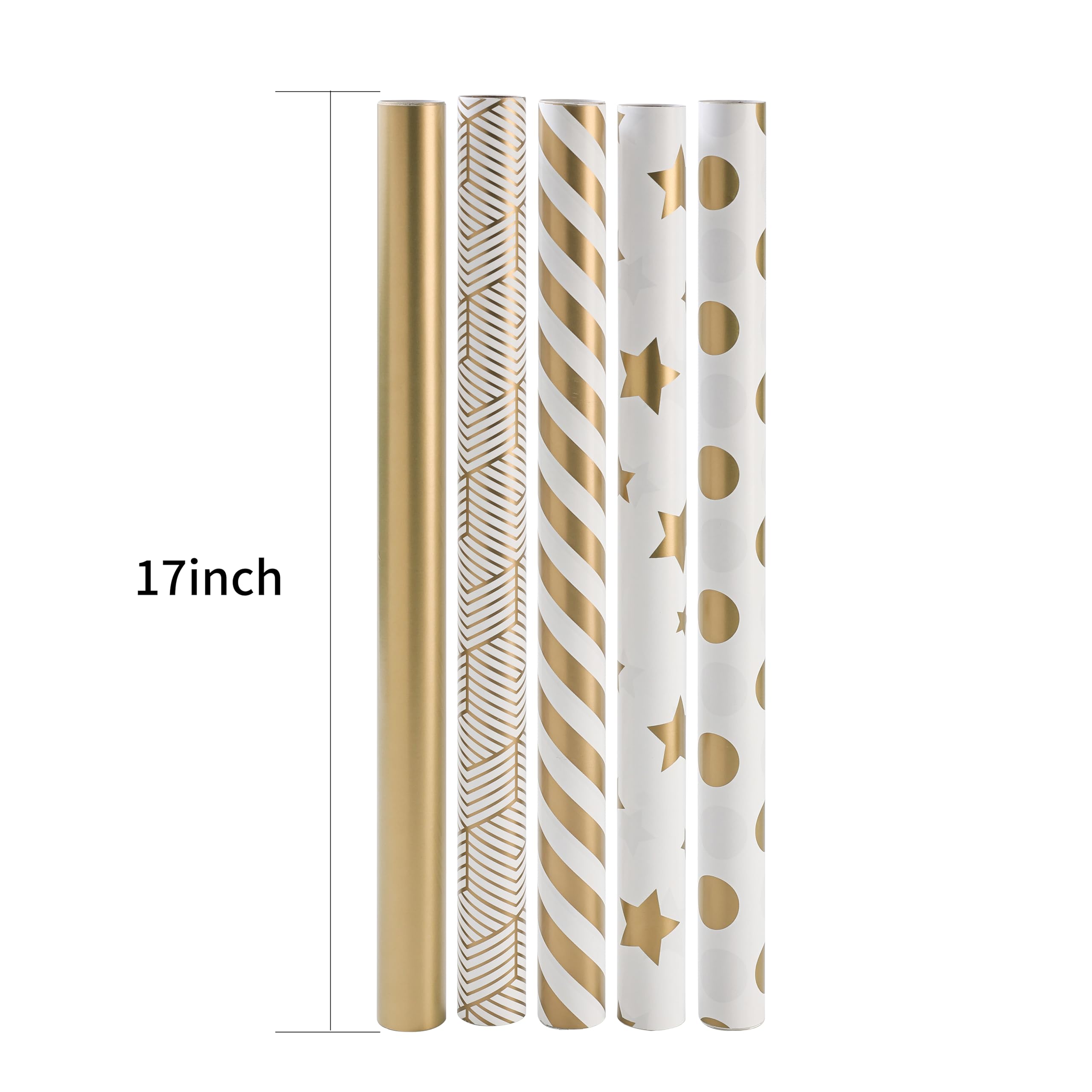 XKDOUS Gold Birthday Wrapping Paper - 5 Rolls (17