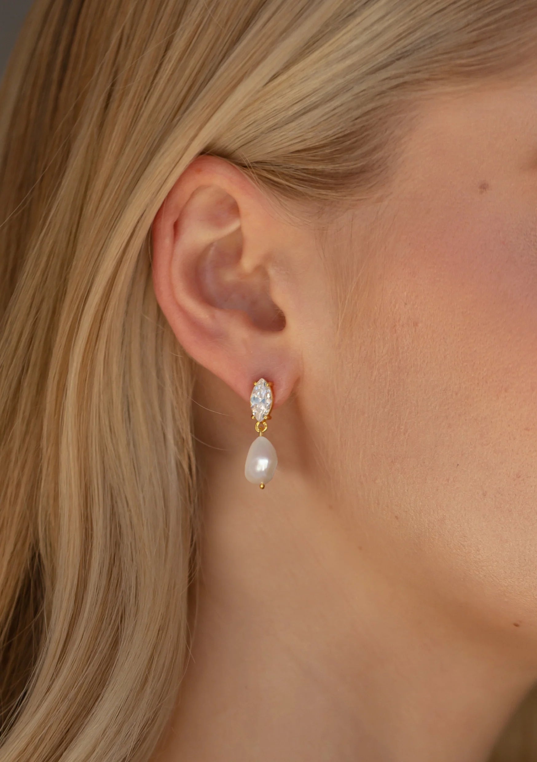 Lola Knight Skylar Mini Crystal and Pearl Drop Bridal Earrings - Gold Wedding Jewelry for Brides, Bridesmaids, and Formal Events