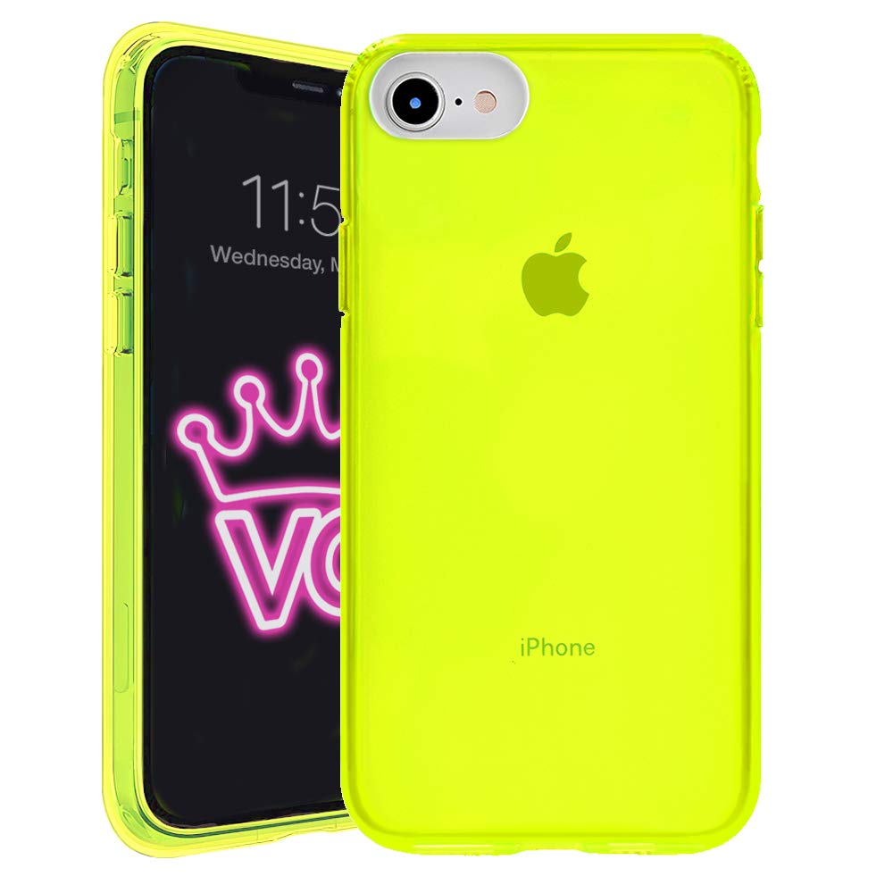 Velvet Caviar iPhone SE 2020/8/7 Case - Neon Yellow Clear Protective Phone Cover for Women & Men | Trendy Shockproof Case for Daily Use, Work & Travel