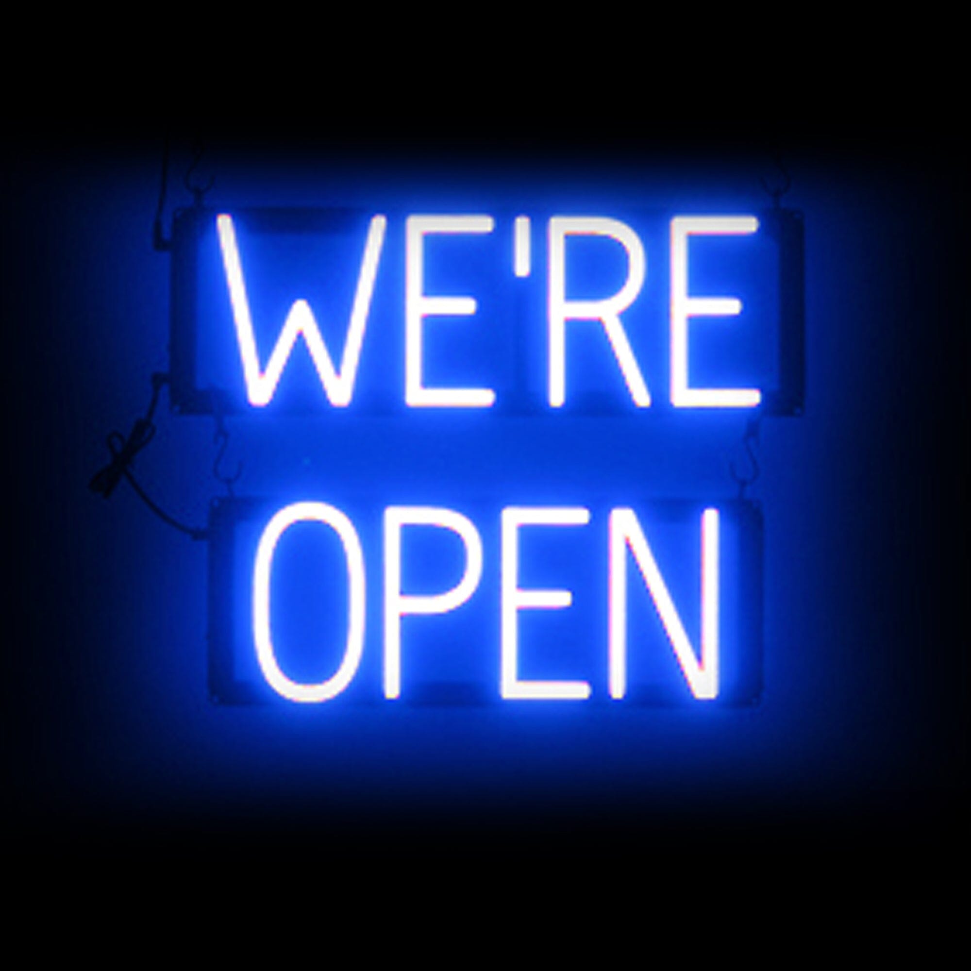 SpellBrite WE'RE OPEN Neon LED Sign - Bright Business Open Sign for Storefronts, Restaurants & Retail Shops - Perfect for Window Displays, Grand Openings & Nighttime Visibility