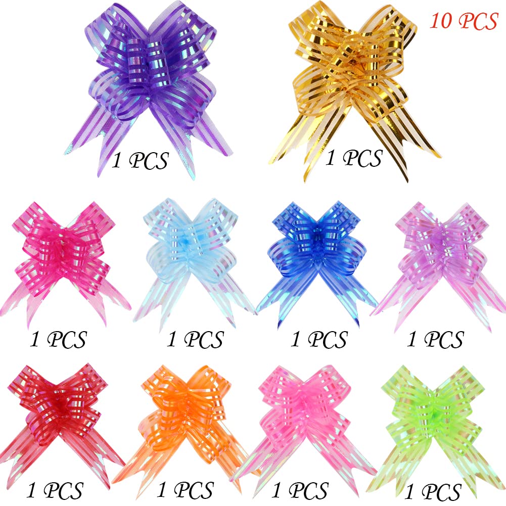 Pull Bow Organza Gift Wrapping Ribbons - 10pcs 3.6
