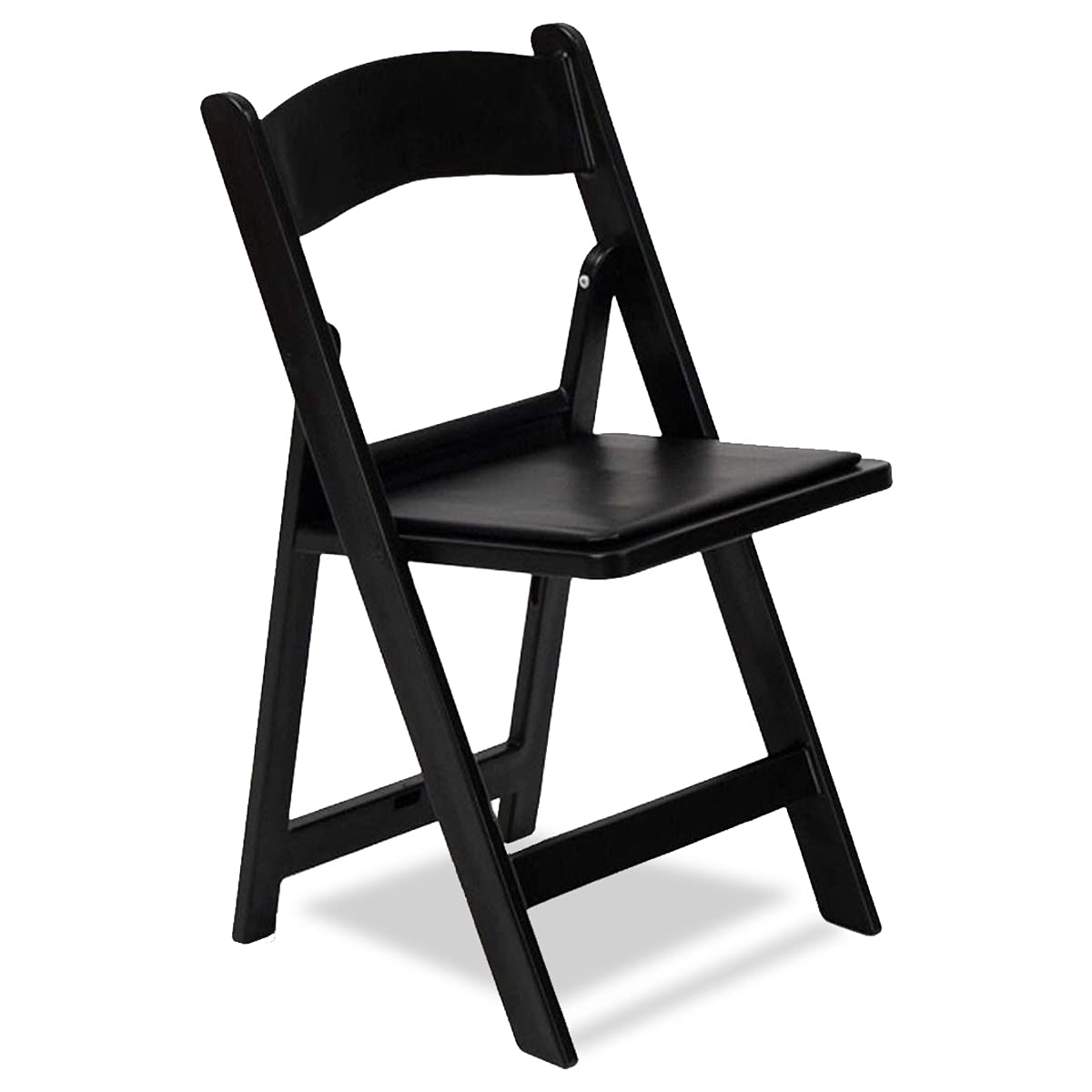 EventStable Titan PRO Resin Folding Chair - Heavy Duty Black Indoor/Outdoor Lightweight Folding Chairs with Vinyl Padded Seat - Perfect for Weddings, Parties, Events, Camping & Picnics - Set of 4