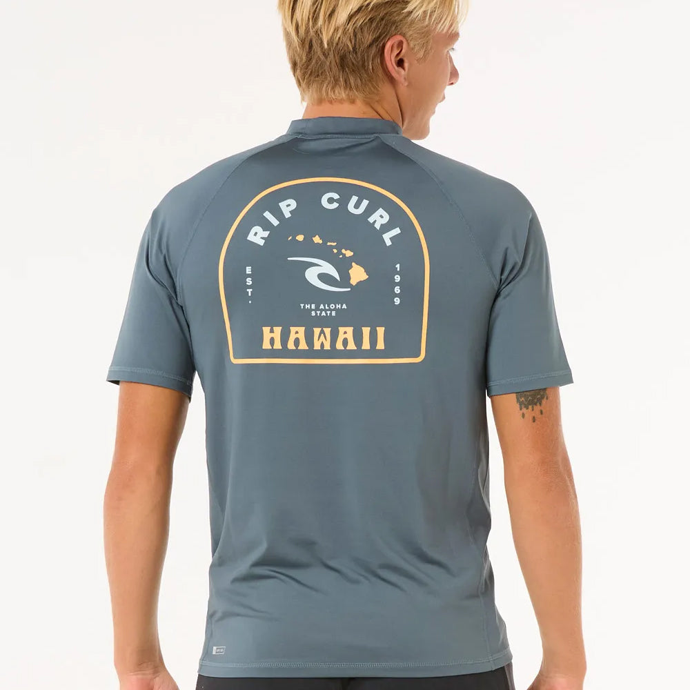 Rip Curl Island Vibe UPF 50+ Short Sleeve Sun Shirt for Men - Beachwear, Surfing & Outdoor Activities