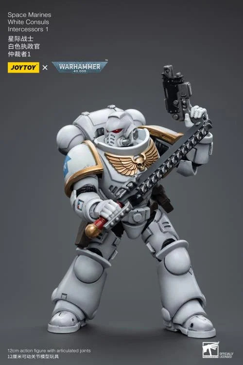 JOYTOY Warhammer 40k Space Marines White Consuls Intercessors Action Figure - Collectible Miniature for Tabletop Gaming, Display & Warhammer 40k Battles