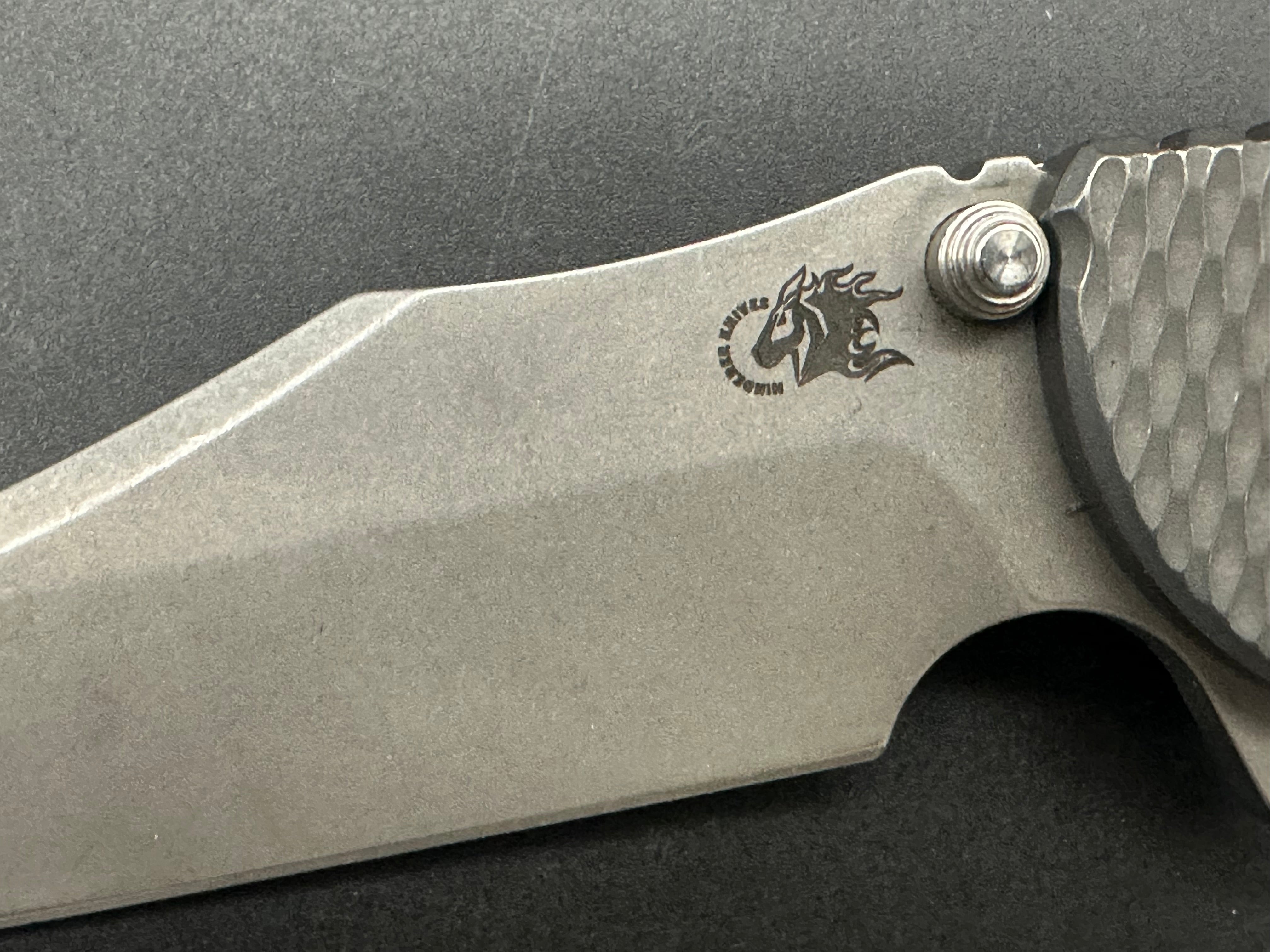 Hinderer XM-24 Bowie Knife - Full Titanium Blade with Working Finish & Orange G10 Scale - EDC, Outdoor Survival, Camping, Hunting Gear