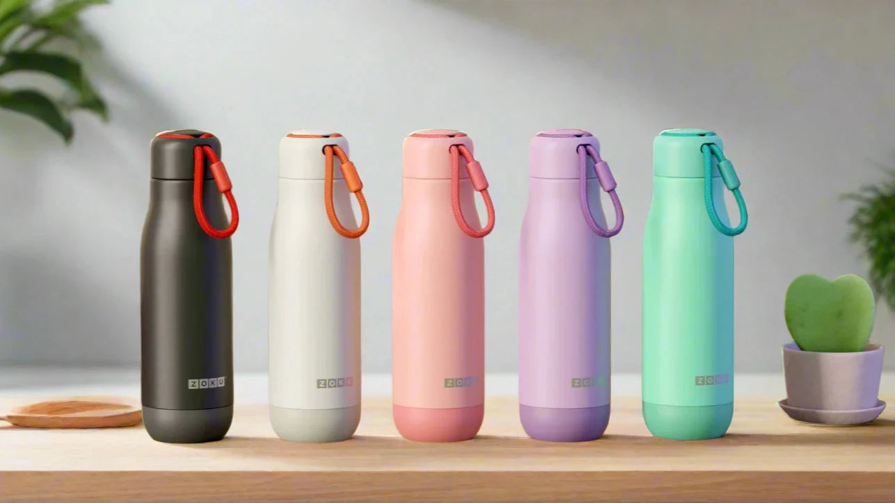 Zoku 500ml Stainless Steel Water Bottle - Insulated, Leak Proof, BPA Free - Perfect for Gym, Hiking & Outdoor Activities