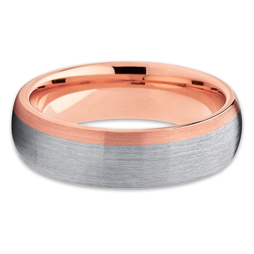 6mm Rose Gold Tungsten Carbide Wedding Band for Men & Women - 18k Rose Gold Plated Comfort Fit Ring - Anniversary, Engagement, Promise Ring - Perfect for Everyday Wear & Special Occasions
