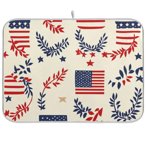 4th of July Wreaths and Flags Beige