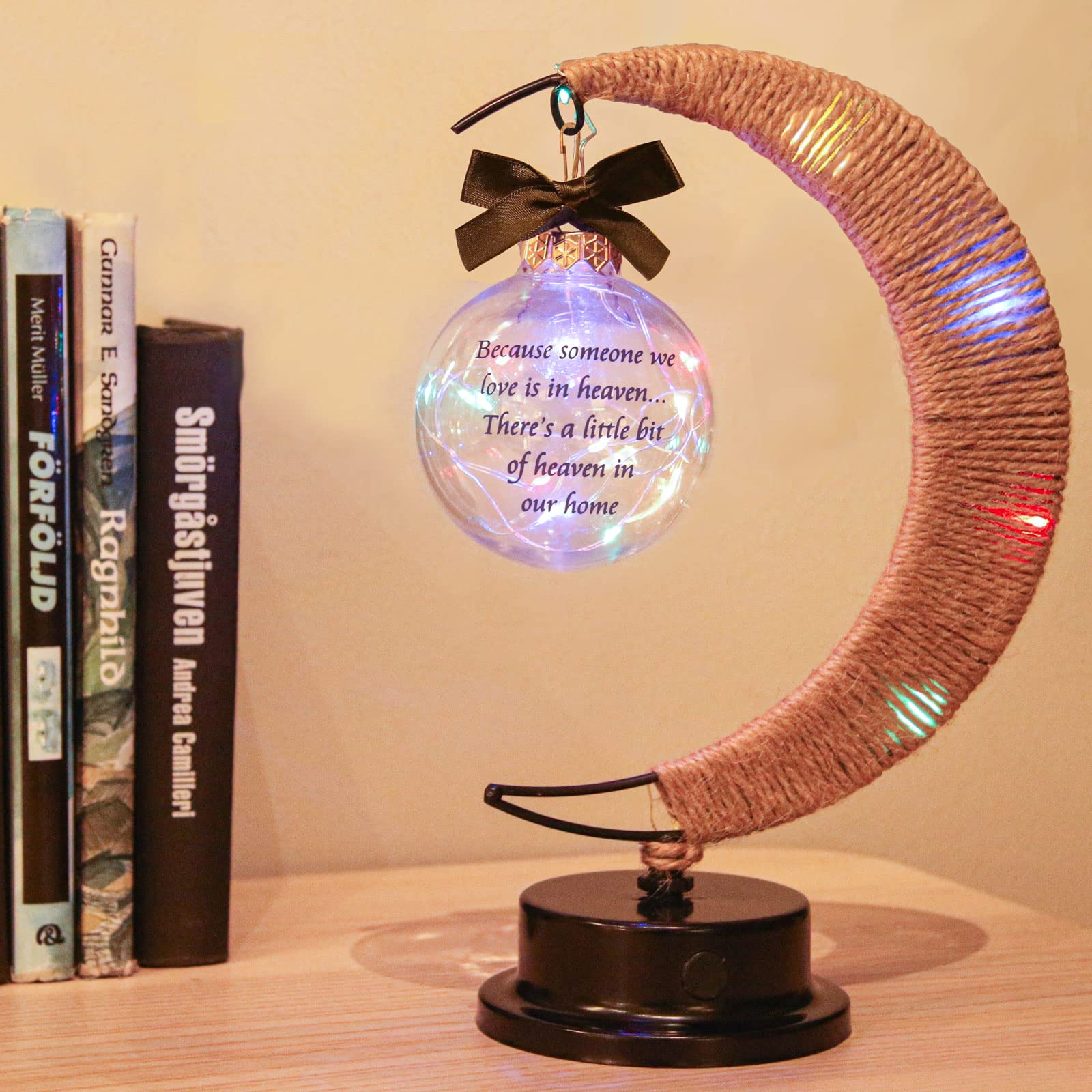 Besoamo Memorial Moon Lamp - Sympathy Gift for Loss of Mother, Father or Loved One | Bereavement, Condolence & Remembrance Gift | Perfect for Bedside, Memorial Display or Comforting Gift