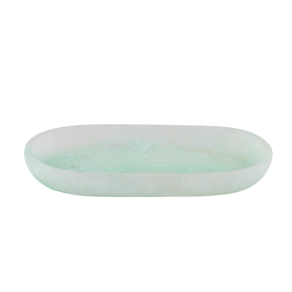 Handcrafted Mint Green Resin Oval Tray - 10x5.5 Inches (25.5x14cm) - Decorative Serving Tray for Dining Table, Coffee Table, or Bathroom Organizer - Perfect for Home Decor & Gift Giving