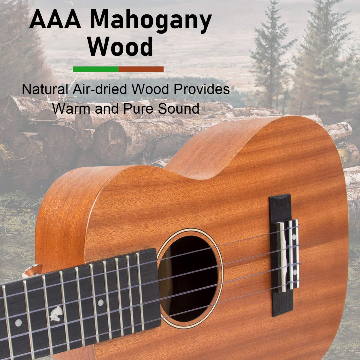 Professional 26 Inch Tenor Ukulele for Adults - Beginner Kit with Gig Bag, Strap & OEM Strings - Hawaiian Guitar for Travel, Beach, Camping & Music Lessons