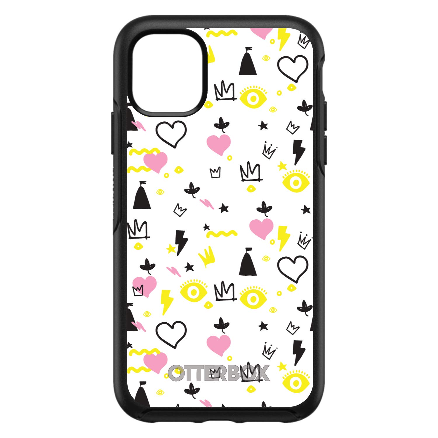DistinctInk iPhone 13 Pro Case (6.1 Inch) - Shockproof Protective Phone Cover with Crown Hearts Castle Design in Pink & Yellow - Durable Alternative to OtterBox Symmetry - Perfect for Women, Teens & Everyday Use