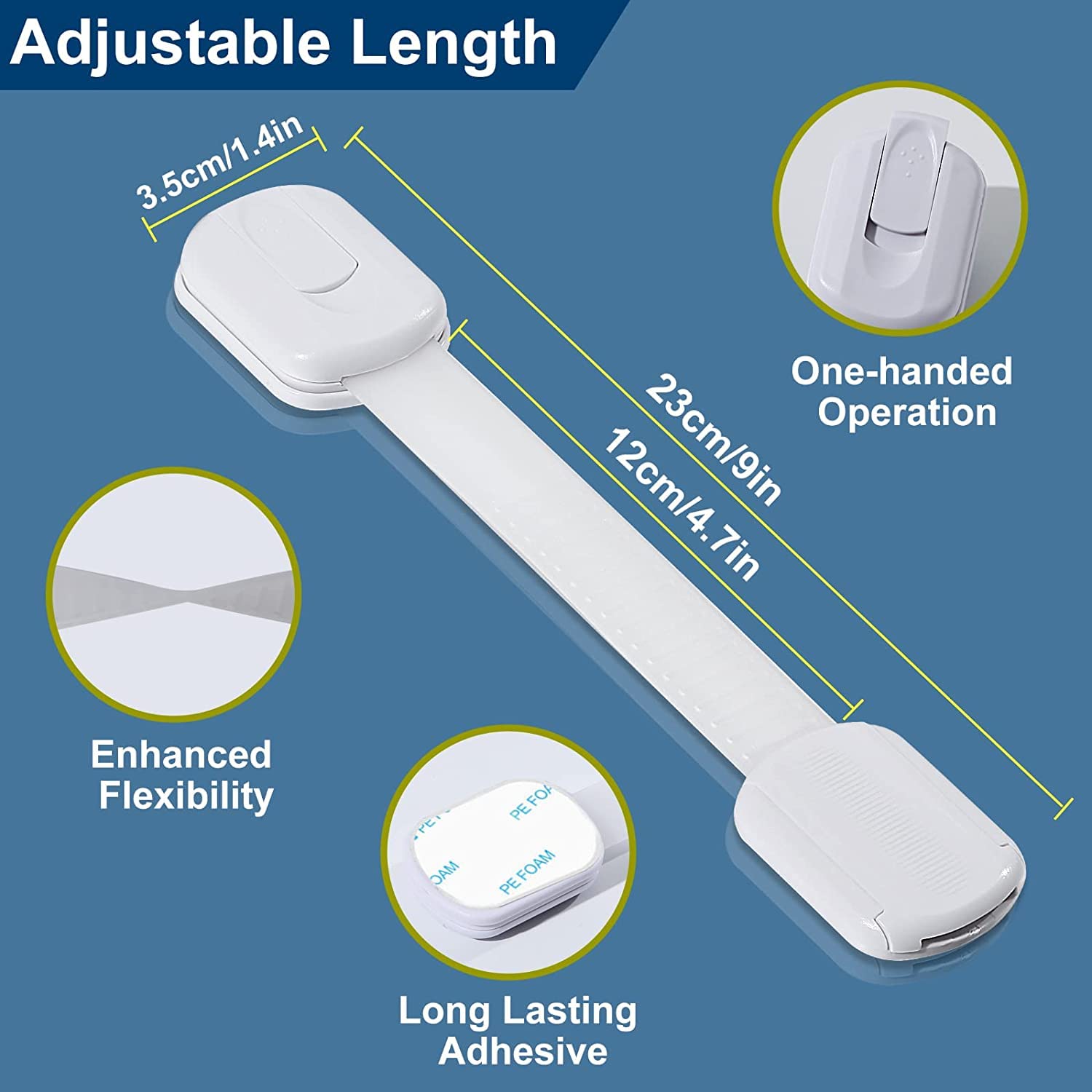 8 Pack Baby Safety Locks - Child Proof Cabinet Locks with 3M Adhesive (No Screws Needed) for Drawers, Cupboards, Oven & Toilet Seat - Secure Your Home for Toddlers & Crawling Babies
