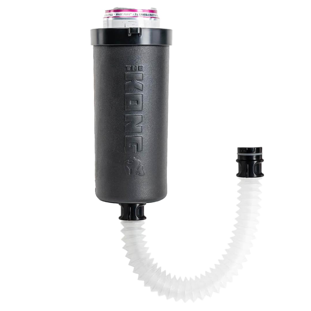Kong Skinny Can Insulated Beverage Cooler - Portable Beer Can & Bottle Insulator with Detachable Expandable Hose for Easy Drinking - Perfect for Camping, Tailgating & Outdoor Activities (Black)
