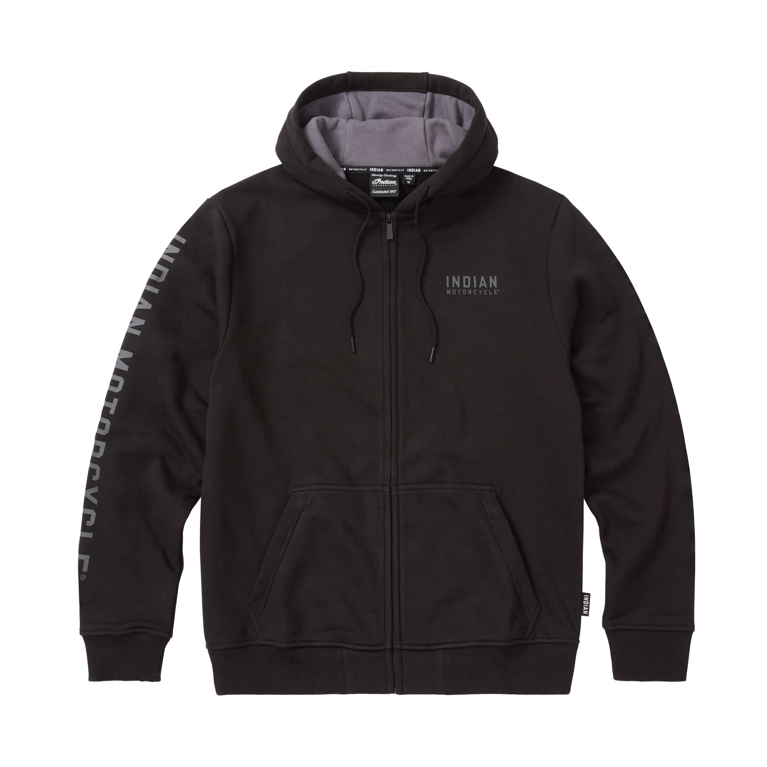 Indian Motorcycle Men's Embroidered Hoodie - Black | Vintage Biker Jacket Style Pullover Sweatshirt | Perfect for Motorcycle Rides, Casual Outings & Gift Giving
