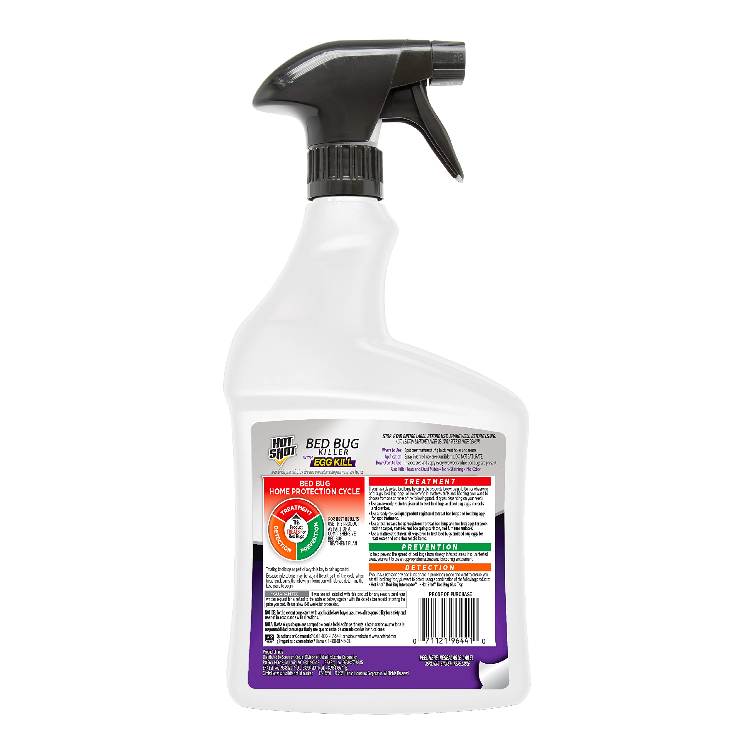 Hot Shot Ready-to-Use Bed Bug Killer Spray - 32oz Fast-Acting Formula Kills Bed Bugs, Eggs, Fleas & Dust Mites | Effective for Mattresses, Furniture & Travel Protection