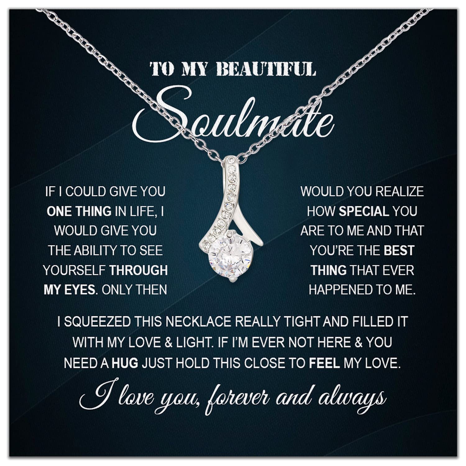 Romantic Love Necklace for Wife - Soulmate Jewelry Gift from Husband, Birthday & Anniversary Present for Her - Perfect Christmas Gift for Women