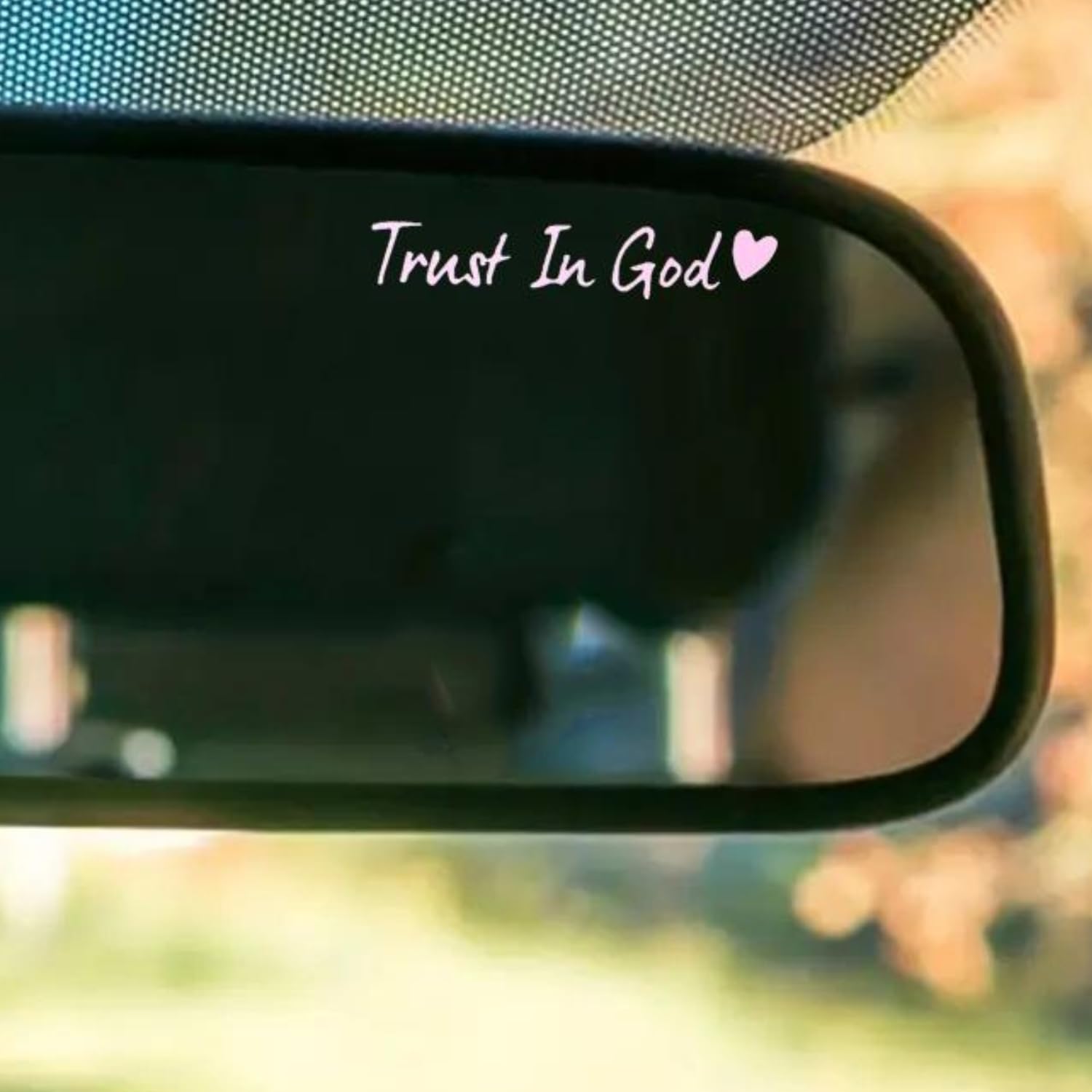Trust In God Car Rearview Mirror Sticker - Inspirational Letter & Heart Design - Self-Adhesive Mirror Decal for Car Exterior Decoration - Perfect for Daily Commute, Road Trips & Gift Giving