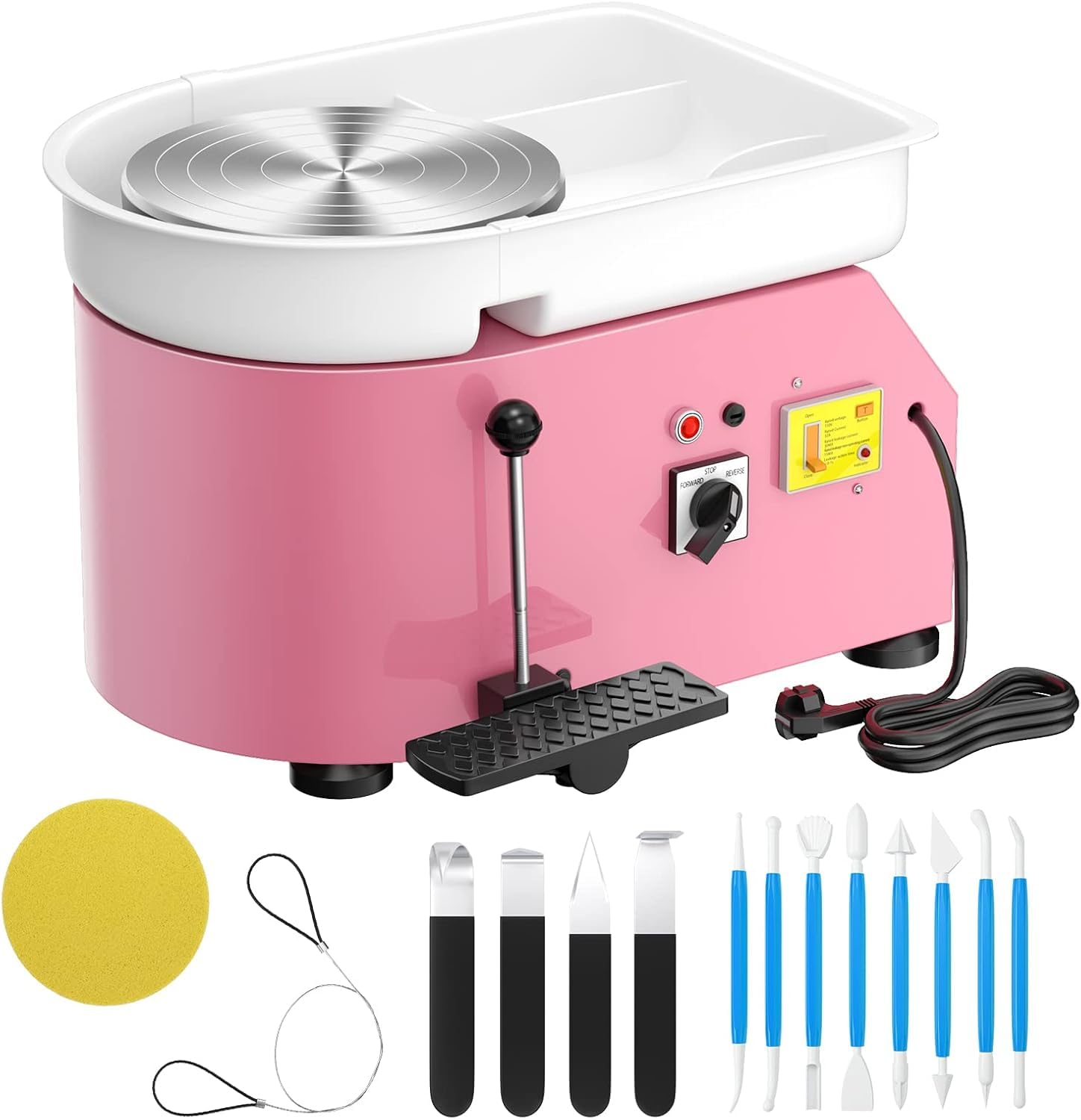 350W Electric Pottery Wheel with Foot Pedal - 25CM Ceramic Forming Machine for DIY Clay Art, Pottery Crafting & Ceramic Making - Perfect for Beginners & Artists (Pink) - Home Studio, Classroom & Art Workshop Essential
