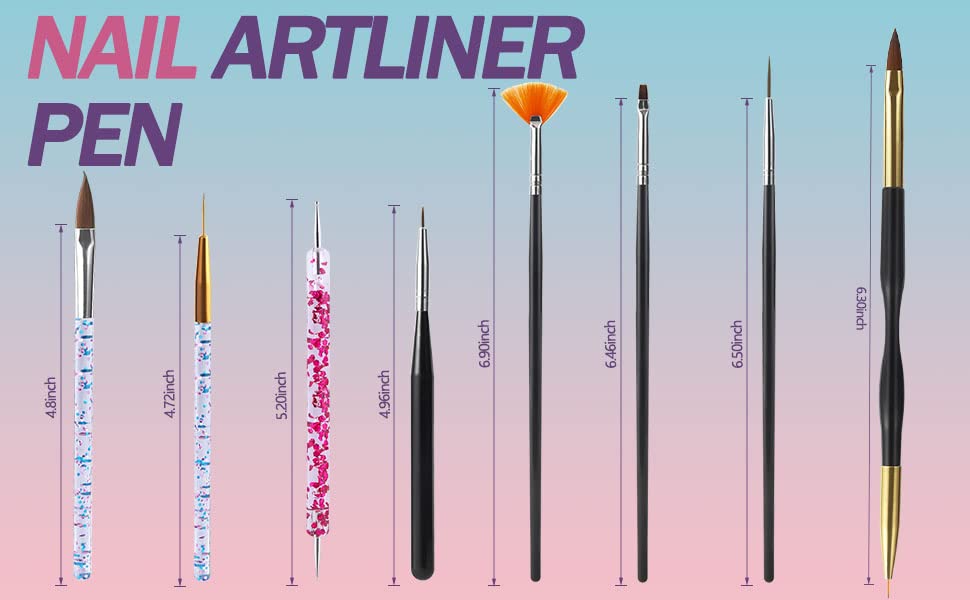 Artdone 31-Piece Professional Nail Art Brush Set - Dotting Tools, Dust Brush & Striping Brushes for Gel Polish Designs | Perfect for Salon, Home Manicures & DIY Nail Art