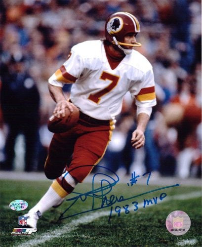Joe Theismann Autographed Washington Redskins 8x10 NFL Photo - Signed Collectible Memorabilia - 1983 MVP Football Player - Perfect for Sports Fans, Man Cave Decor & Gift for Football Enthusiasts