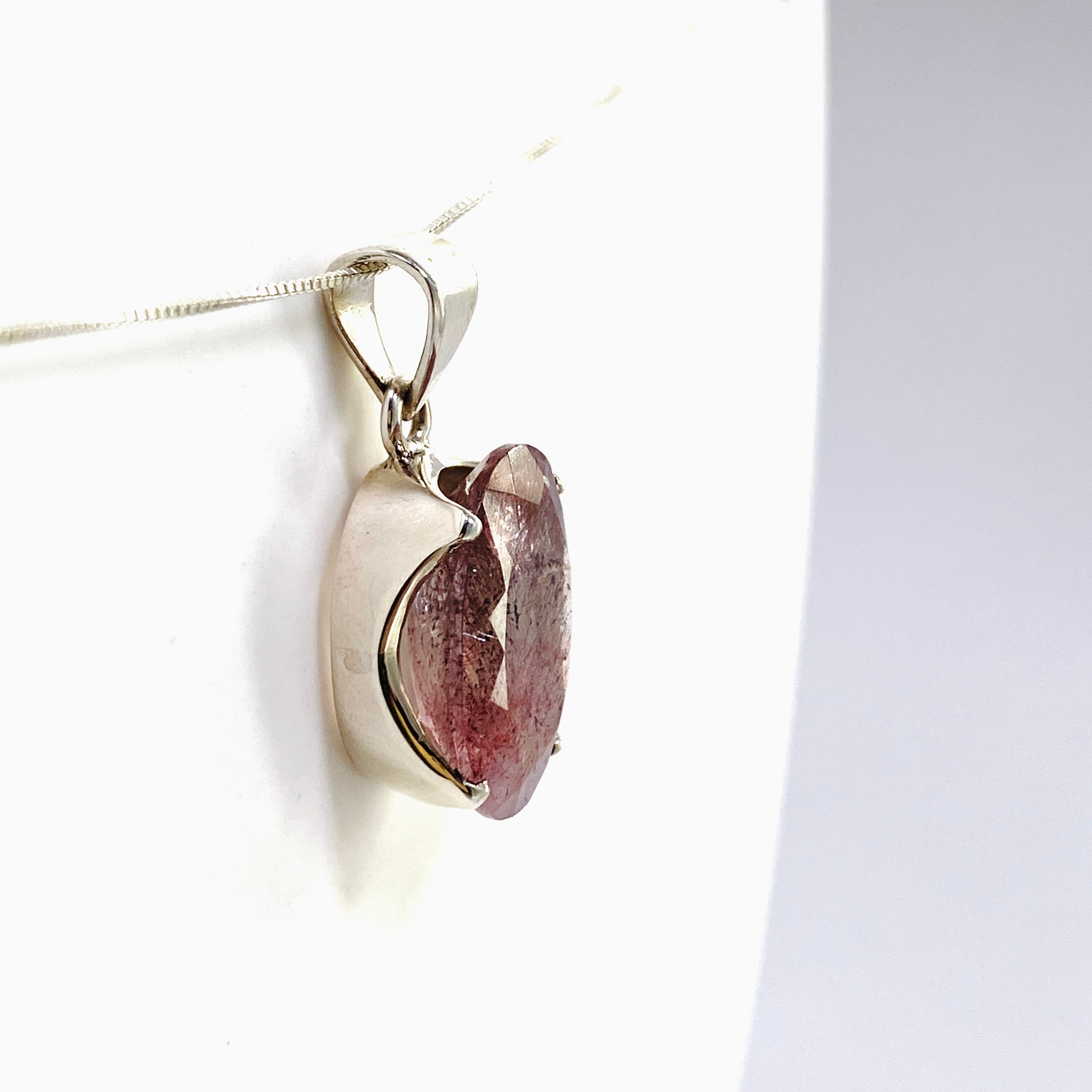 Natural Lepidocrocite in Quartz Oval Faceted Pendant Necklace PPGJ1077 - Healing Crystal Jewelry for Meditation & Energy Balancing