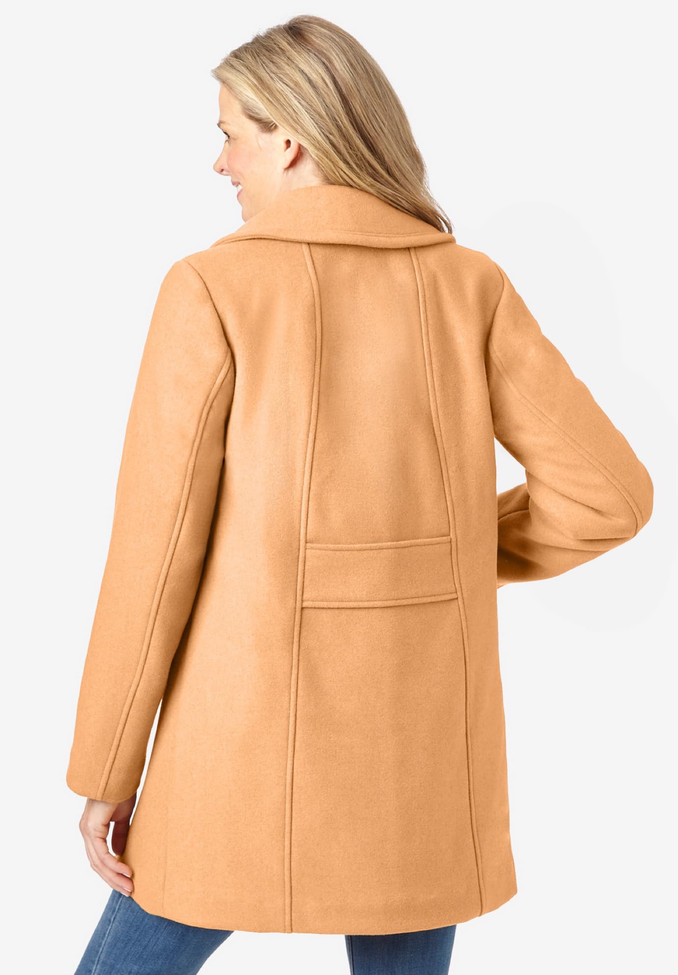 Women's Plus Size Wool-Blend Double-Breasted Peacoat Coat - Warm Winter Outerwear for Curvy Women | Perfect for Office, Dating & Holiday Outfits