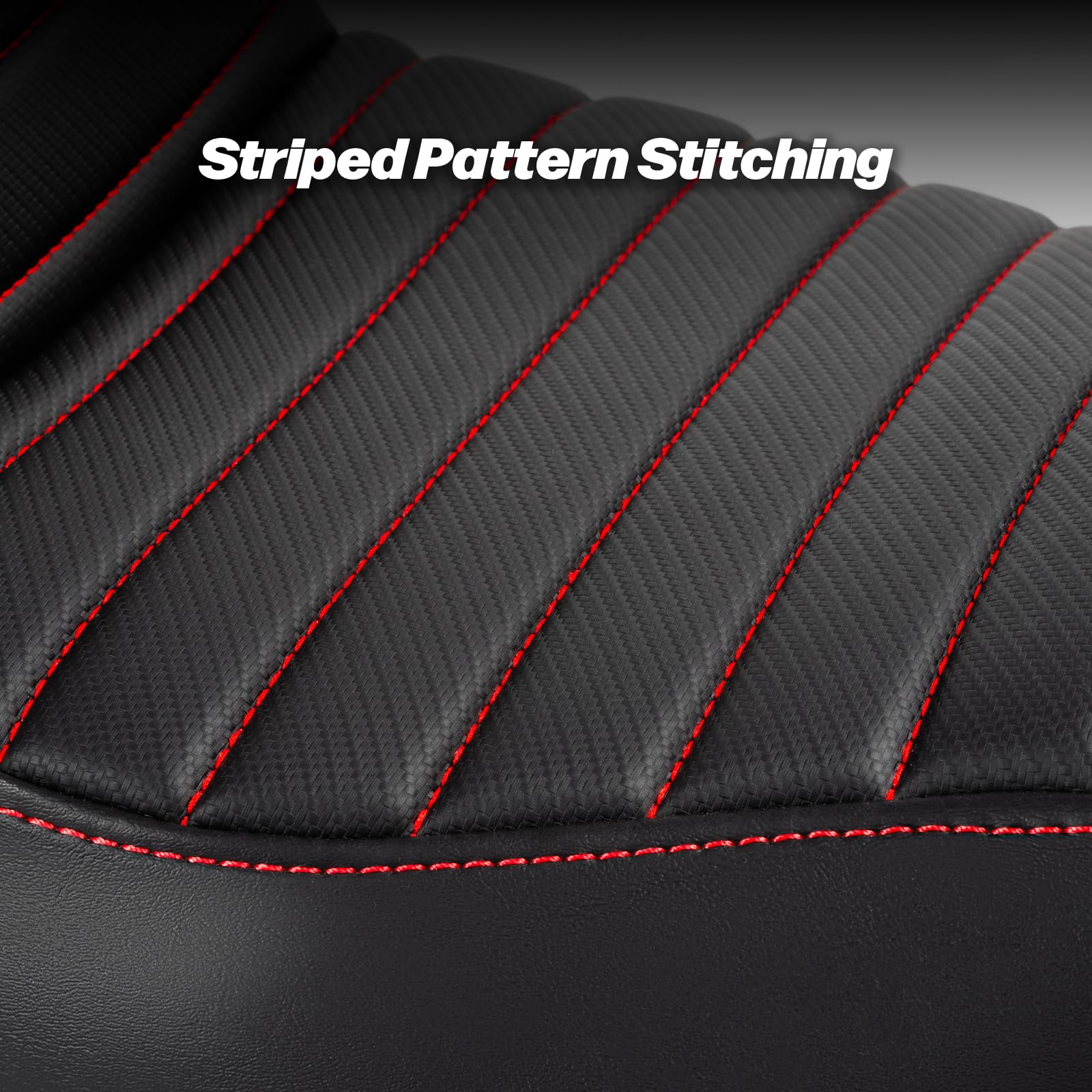 Premium One-Piece Driver & Passenger Seat with Red Striped Stitching - Compatible with Harley Touring Road King 1997-2007 & Street Glide 2006-2007 - Comfort Upgrade for Long Rides & Road Trips