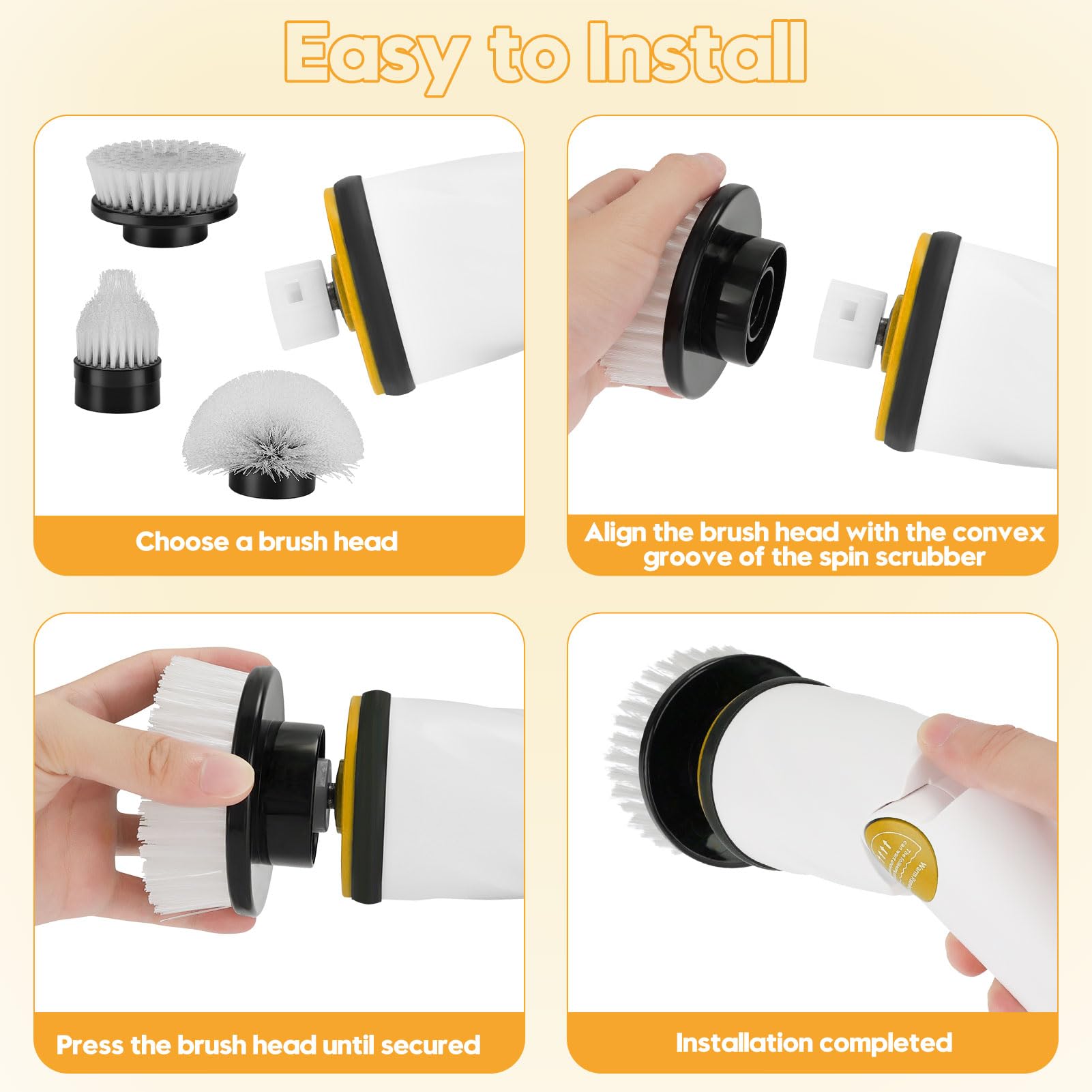 Electric Spin Scrubber Replacement Brush Heads - 8 Pack (4 Soft & 4 Hard Bristles) for Floors, Walls, Tubs & Tiles - Durable Cleaning Brush Accessories Kit for Deep Cleaning Bathrooms, Kitchens & Outdoor Surfaces